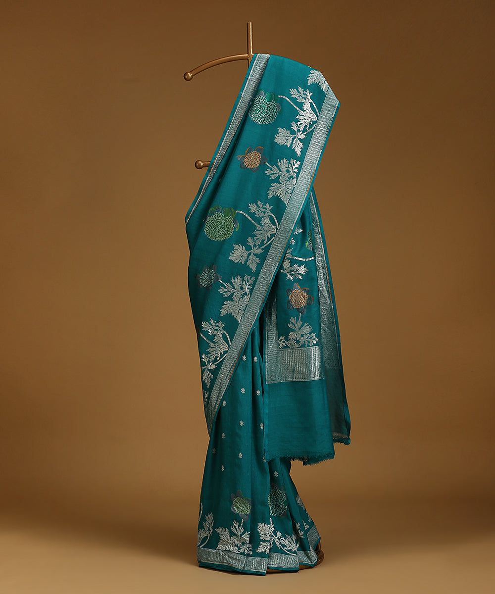 Handloom_Blue_Pure_Tusser_Georgette_Banarasi_Saree_With_Zari_Work_WeaverStory_01