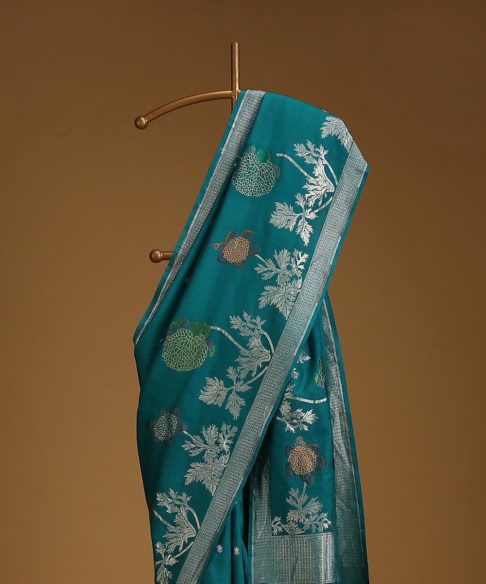 Handloom_Blue_Pure_Tusser_Georgette_Banarasi_Saree_With_Zari_Work_WeaverStory_02