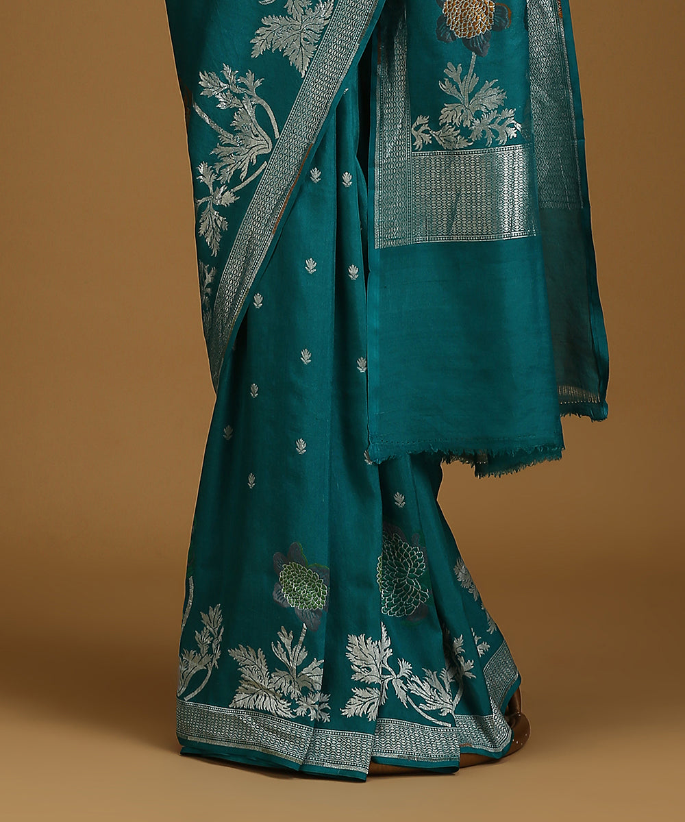 Handloom_Blue_Pure_Tusser_Georgette_Banarasi_Saree_With_Zari_Work_WeaverStory_03