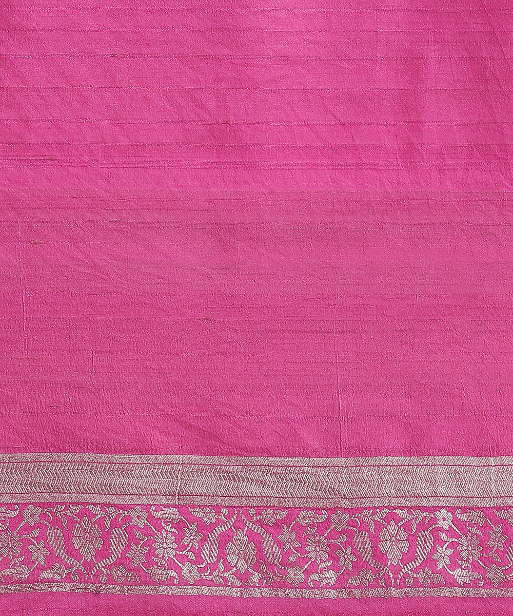 Handloom_Orange_And_Pink_Pure_Tusser_Georgette_Banarasi_Saree_With_Flowers_WeaverStory_06
