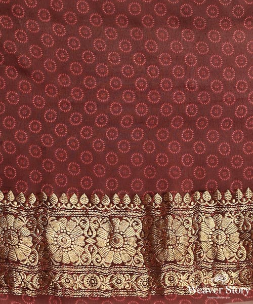 Wine_Handloom_Pure_Georgette_Banarasi_Saree_With_Ajrakh_Print_WeaverStory_05