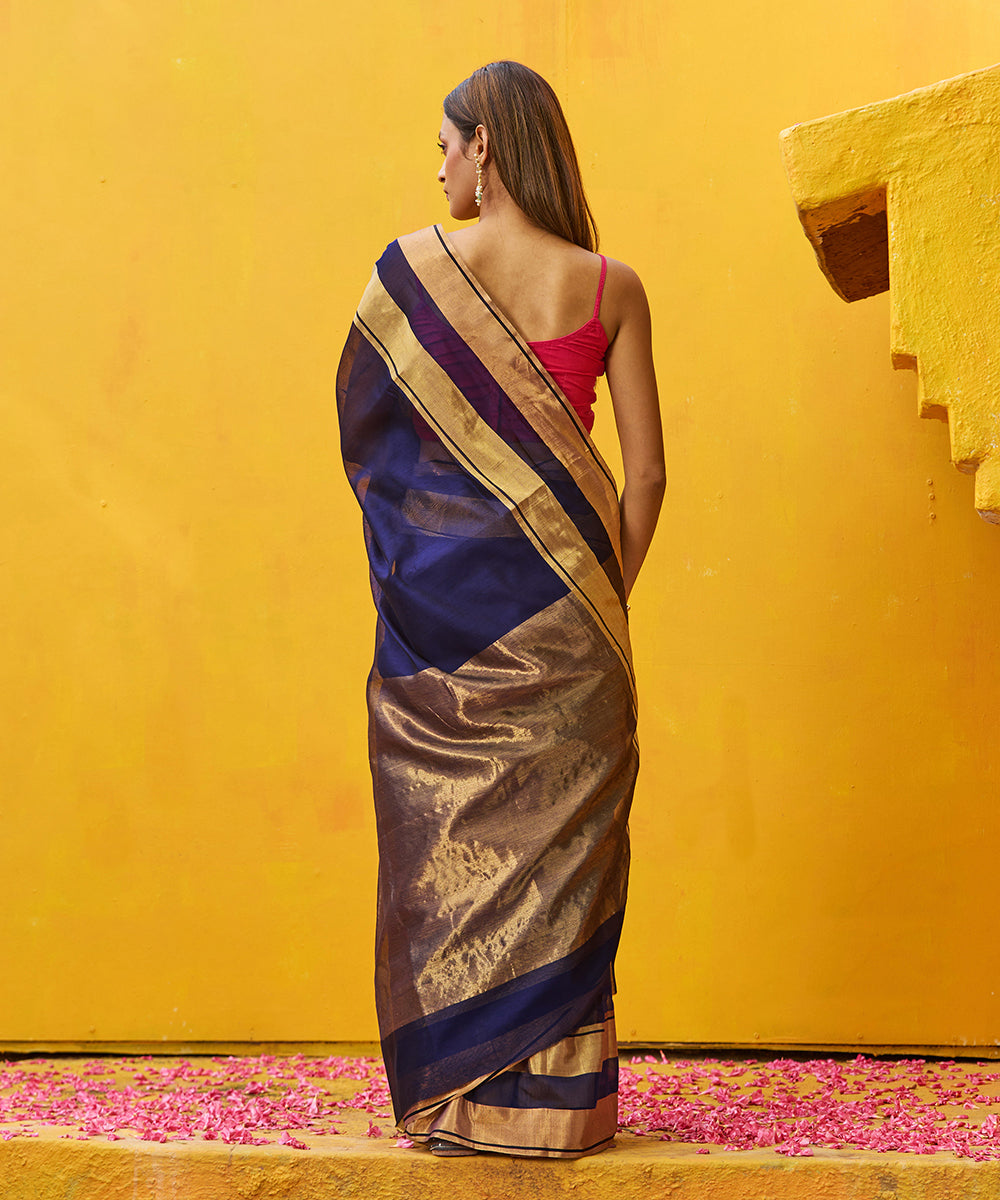 Ink_Blue_Handloom_Pure_Cotton_Silk_Chanderi_Saree_With_Gold_And_Antique_Zari_WeaverStory_03