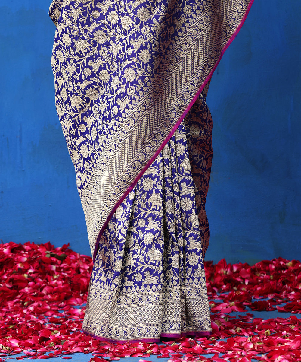 Handloom_Ink_Blue_Pure_Katan_Silk_Brocade_Shikargah_Banarasi_Saree_WeaverStory_04