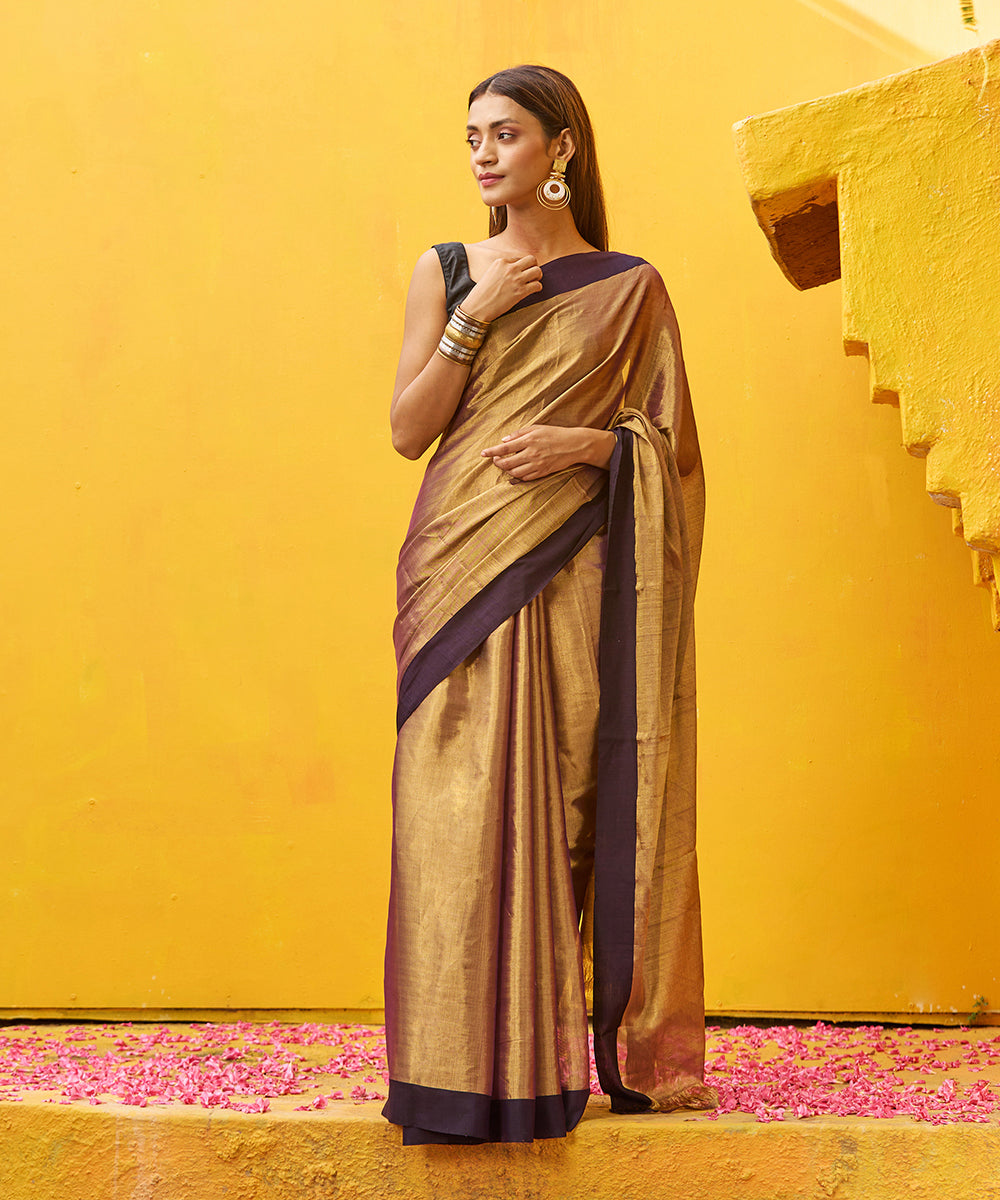 Handloom_Antique_Gold_Pure_Chanderi_Saree_With_Black_Border_WeaverStory_02