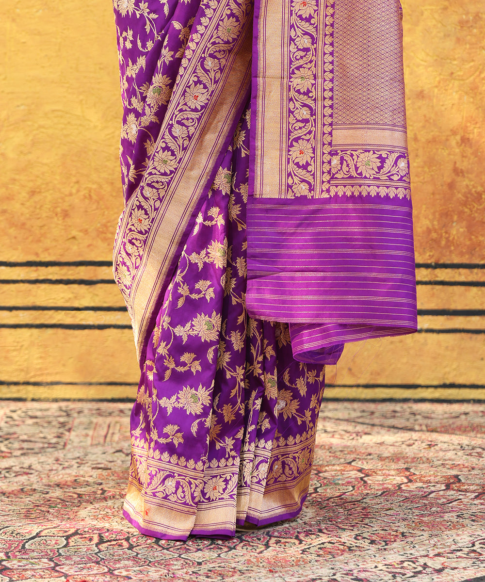 Handloom_Purple_Pure_Katan_Silk_Banarasi_Saree_With_Meenakari_WeaverStory_04