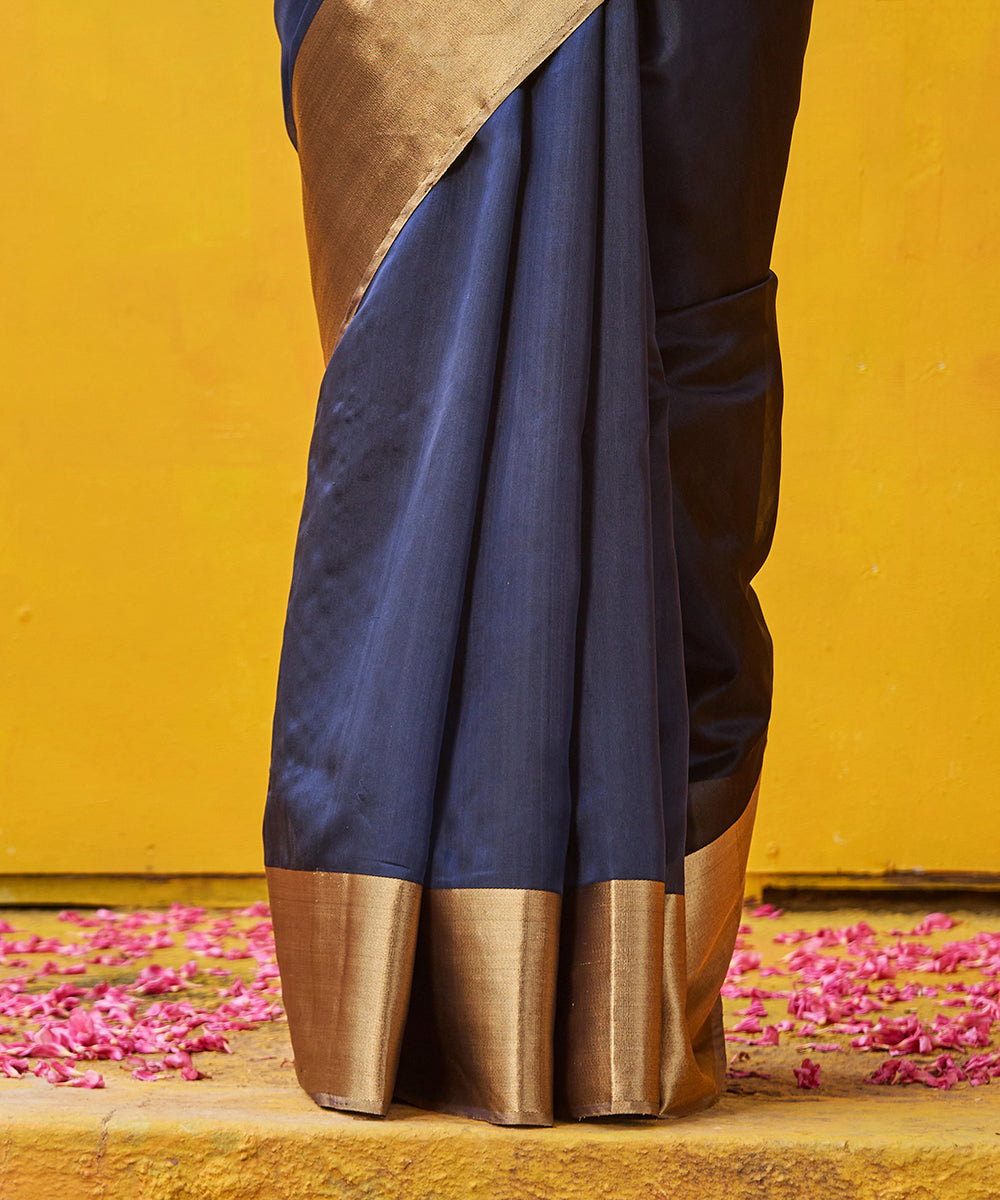 Ink_Blue_Handloom_Pure_Cotton_Silk_Chanderi_Saree_With_Zari_Border_WeaverStory_04