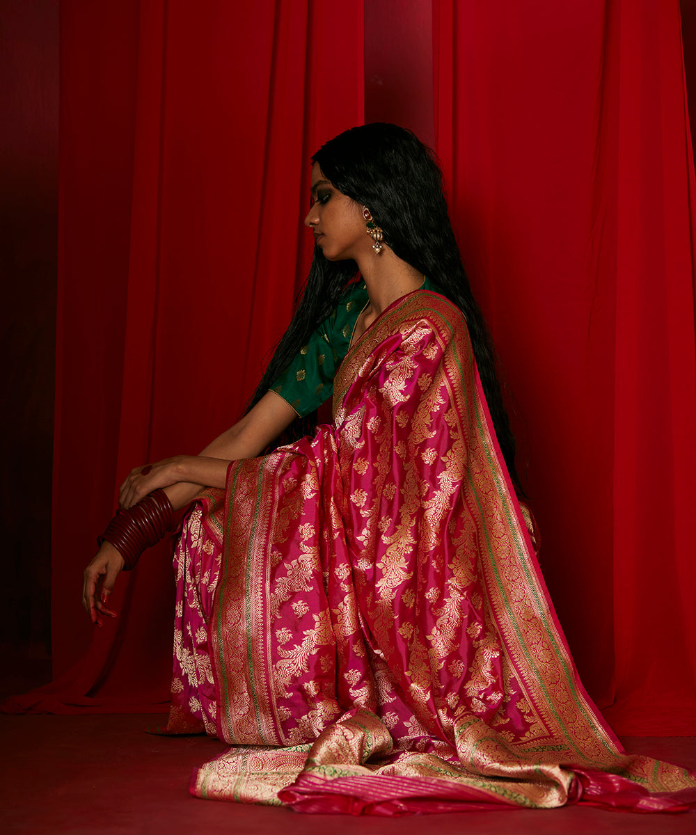 Handloom_Hot_Pink_Pure_Katan_Silk_Banarasi_Saree_With_Pure_Zari_WeaverStory_01
