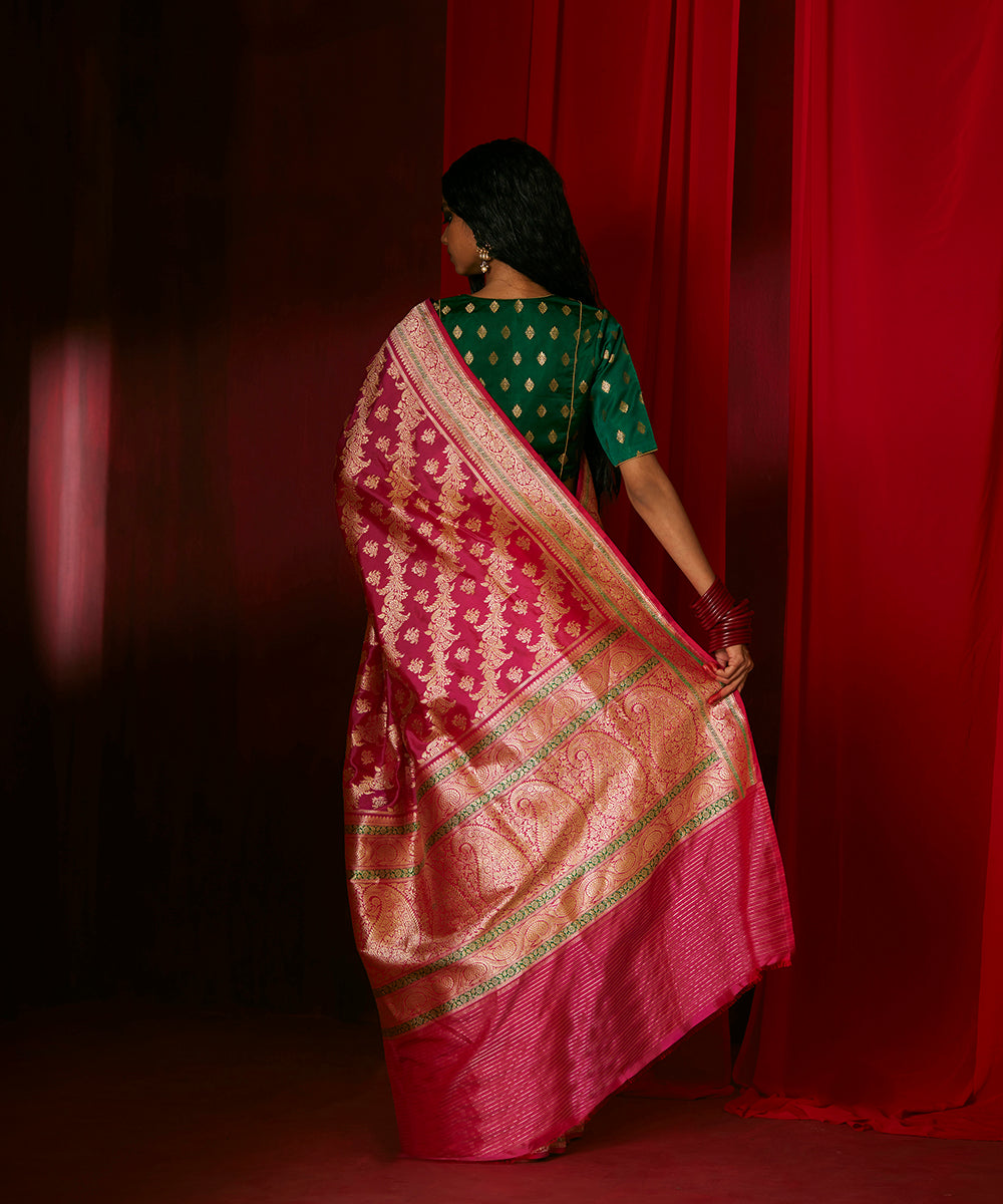 Handloom_Hot_Pink_Pure_Katan_Silk_Banarasi_Saree_With_Pure_Zari_WeaverStory_03