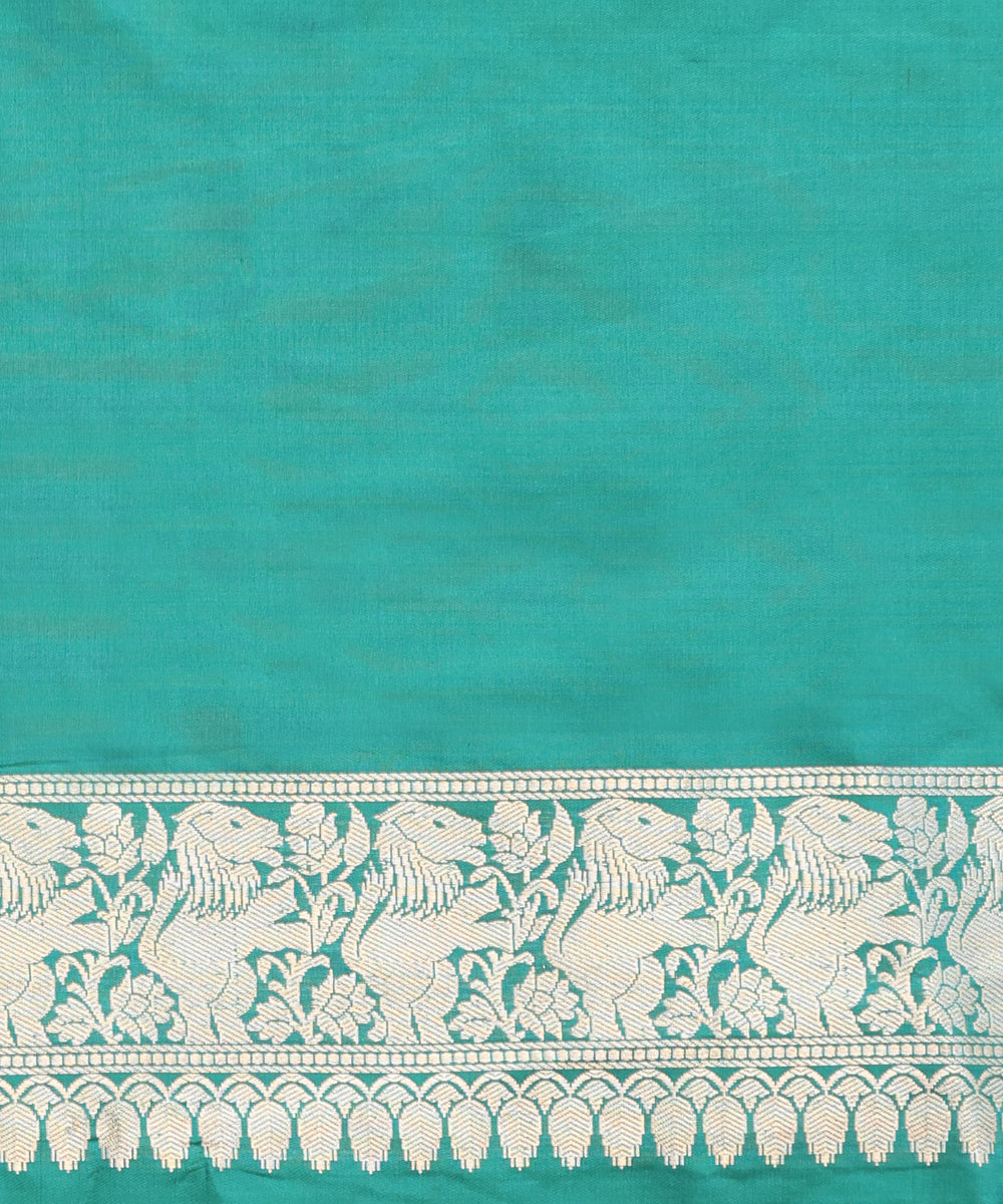 Teal_Handloom_Pure_Katan_Silk_Banarasi_Saree_With_Elephant_Booti_WeaverStory_05