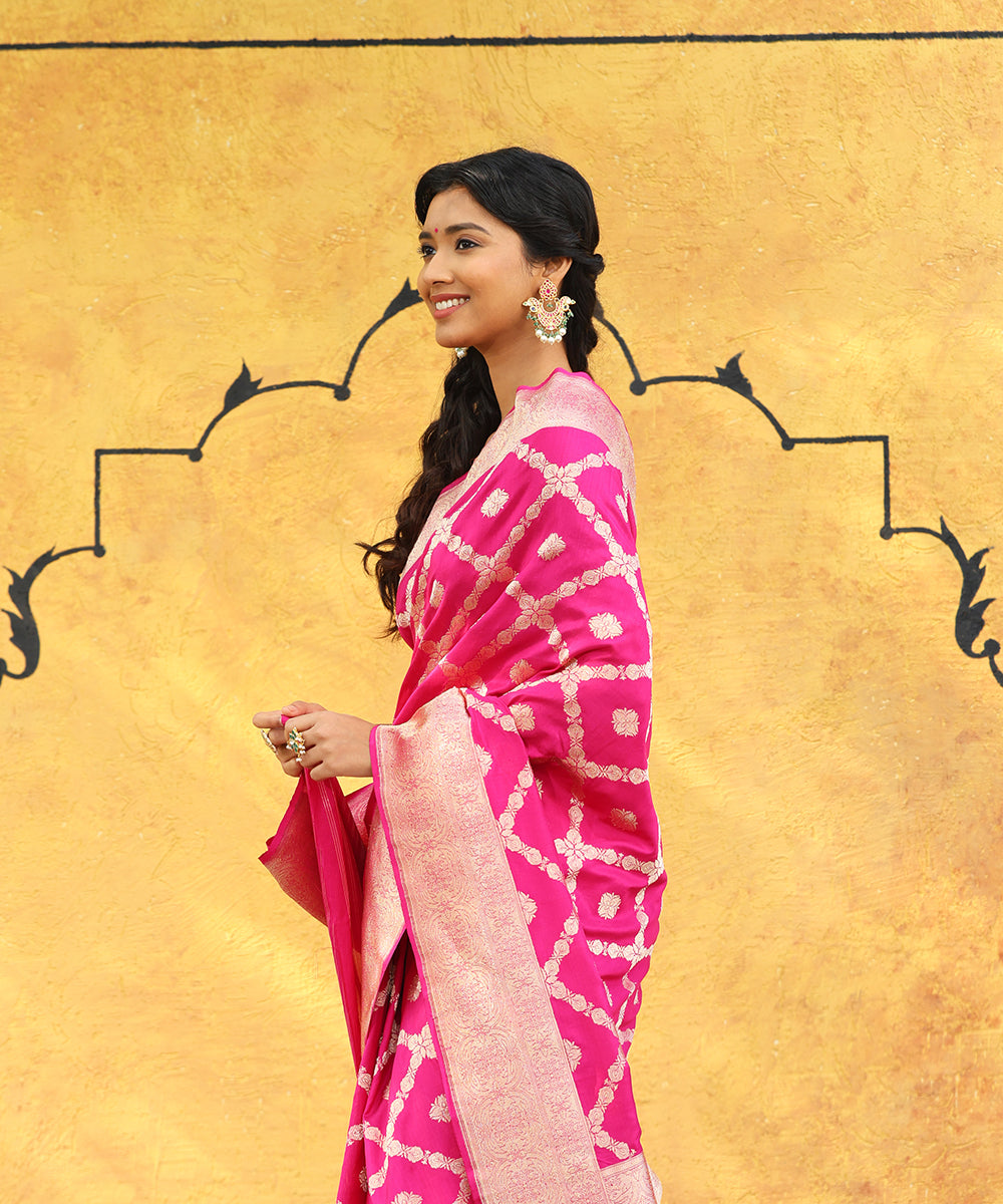 Pink_Handloom_Pure_Katan_Silk_Banarasi_Saree_With_Kadhwa_Jaal_WeaverStory_01