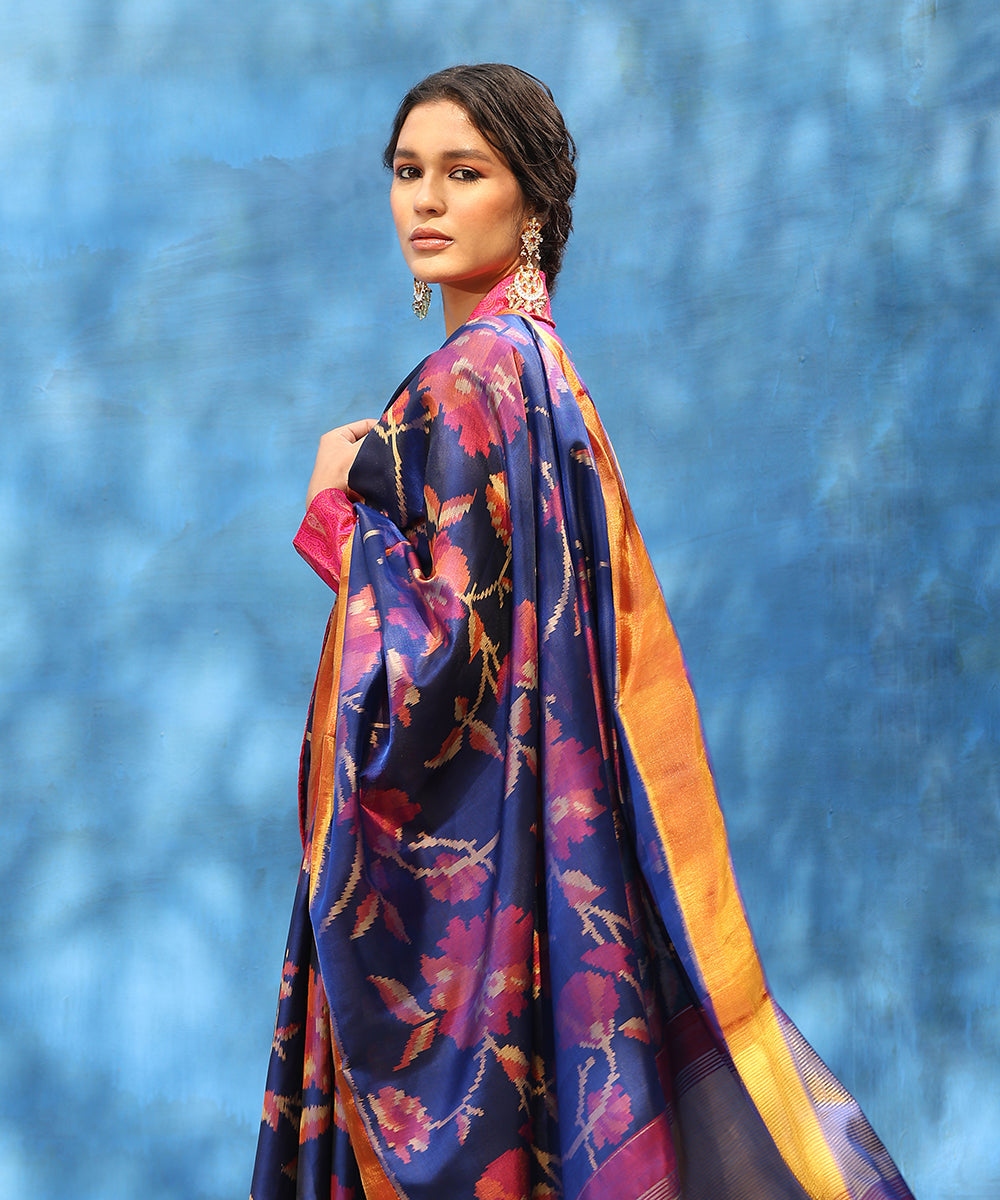 Handloom_Blue_And_Purple_Pure_Mulberry_Silk_Ikat_Patola_Saree_With_Zari_Border_WeaverStory_02