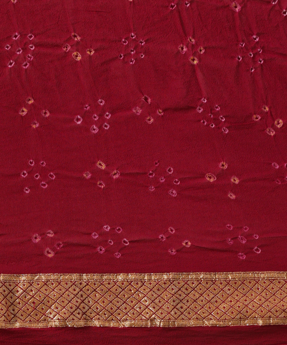 Plum_Handloom_Pure_Georgette_Banarasi_Bandhej_Saree_With_Zari_Jaal_WeaverStory_05