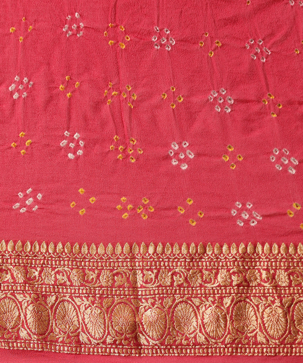 Rose_Pink_Handloom_Pure_Georgette_Banarasi_Bandhej_Saree_With_Cutwork_Weave_WeaverStory_05