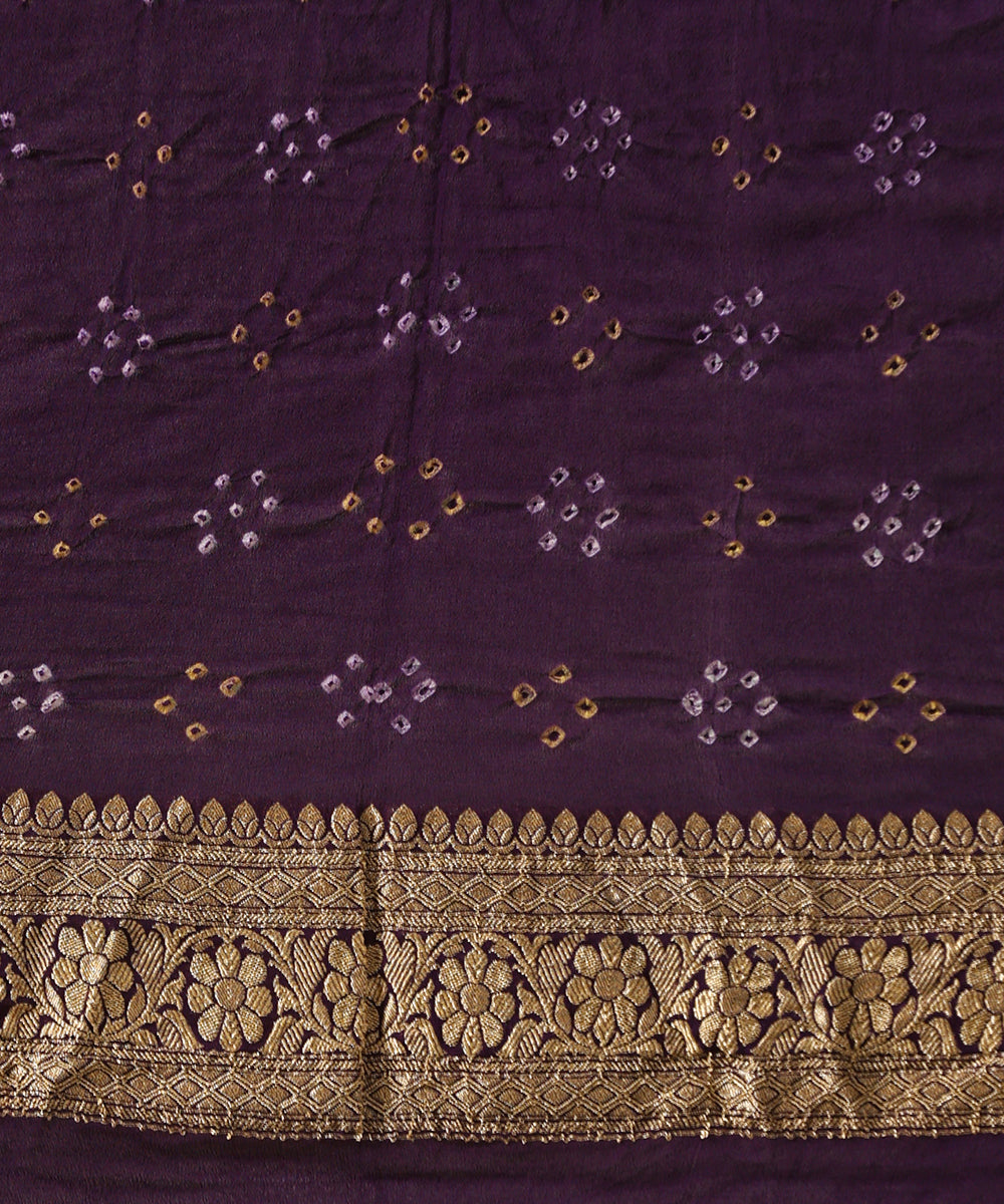 Deep_Handloom_Purple_Pure_Georgette_Banarasi_Bandhej_Saree_WeaverStory_05