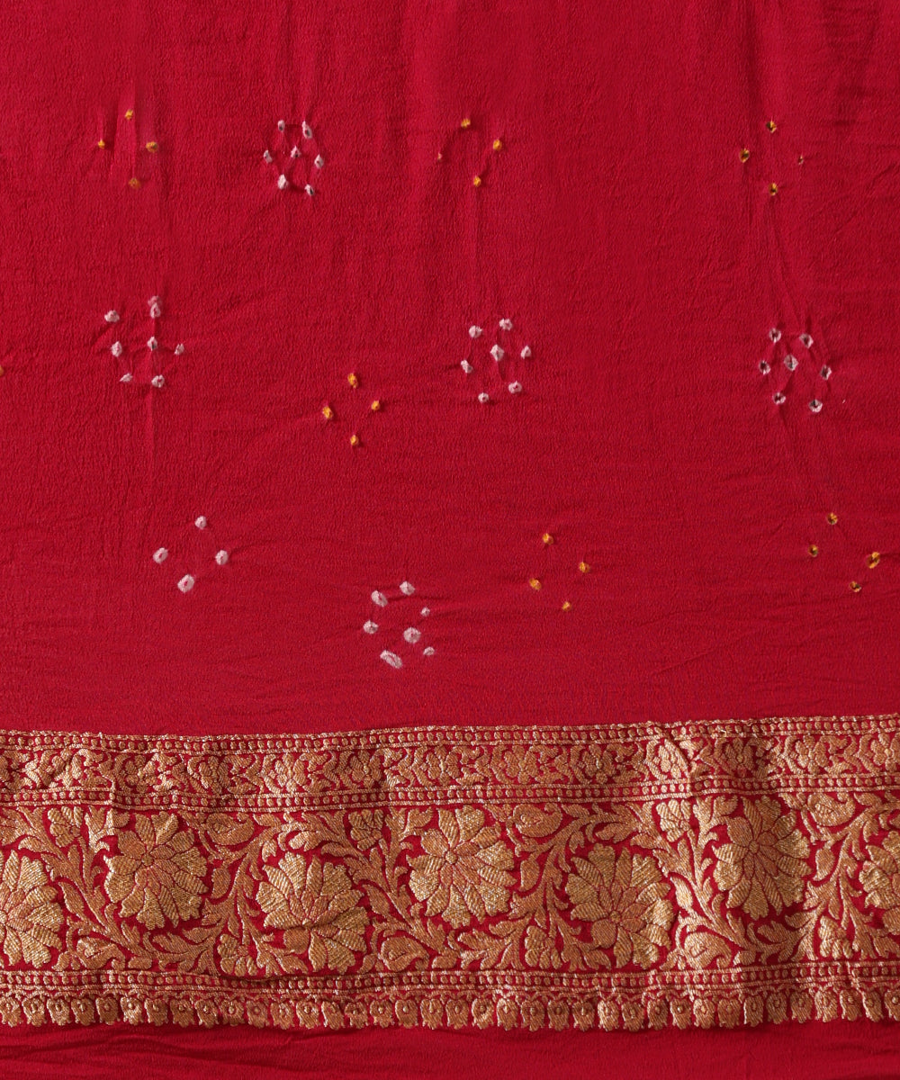 Handloom_Deep_Magenta_Pure_Georgette_Banarasi_Bandhej_Saree_WeaverStory_05