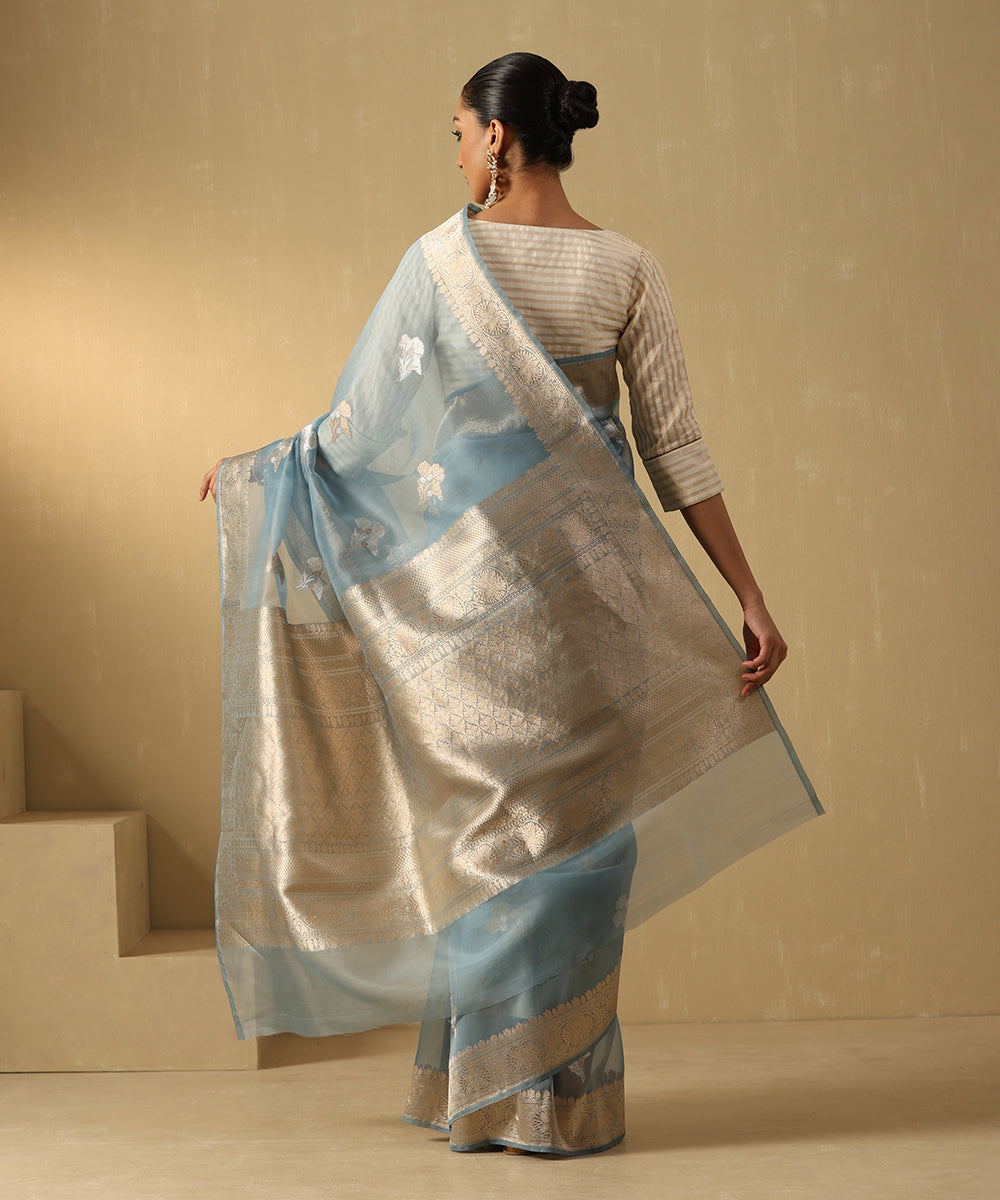 Light_Blue_Handloom_Pure_Kora_Silk_Banarasi_Saree_With_Sona_Rupa_Booti_And_Floral_Border_WeaverStory_03