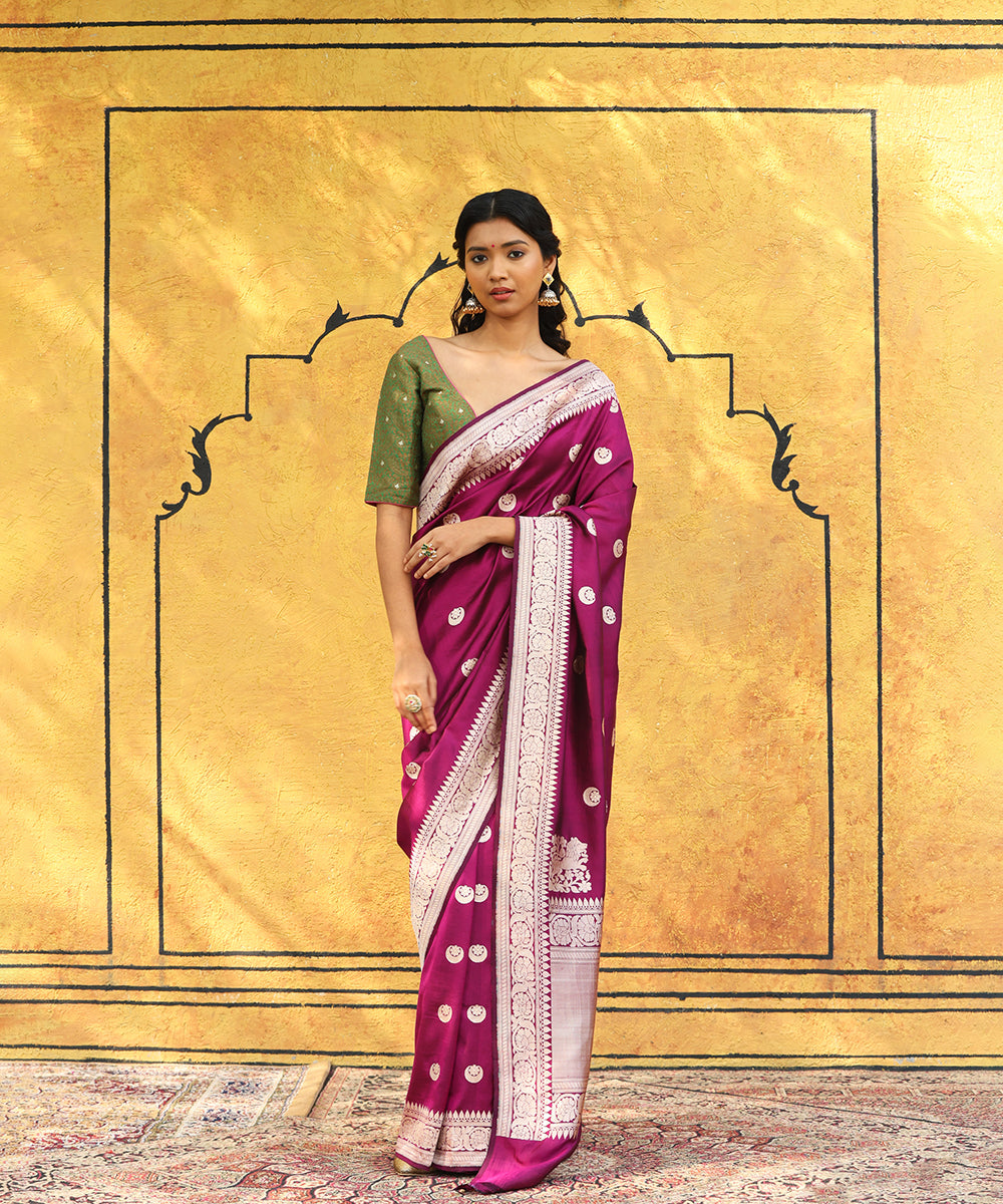 Plum_Handloom_Pure_Katan_Silk_Banarasi_Saree_With_Chaand_Boota_WeaverStory_02