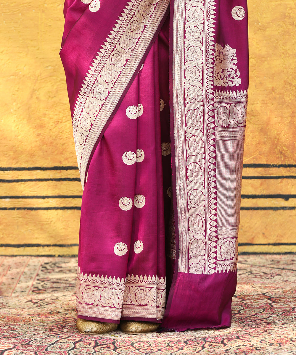 Plum_Handloom_Pure_Katan_Silk_Banarasi_Saree_With_Chaand_Boota_WeaverStory_04