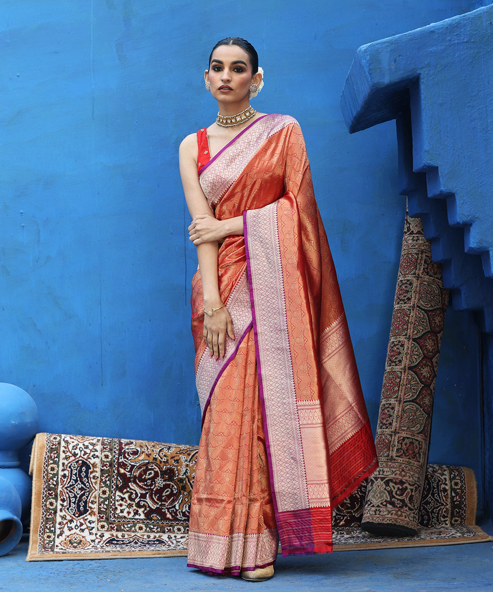 Handloom_Red_Pure_Katan_Silk_Tanchoi_Banarasi_Saree_With_Purple_Border_WeaverStory_02