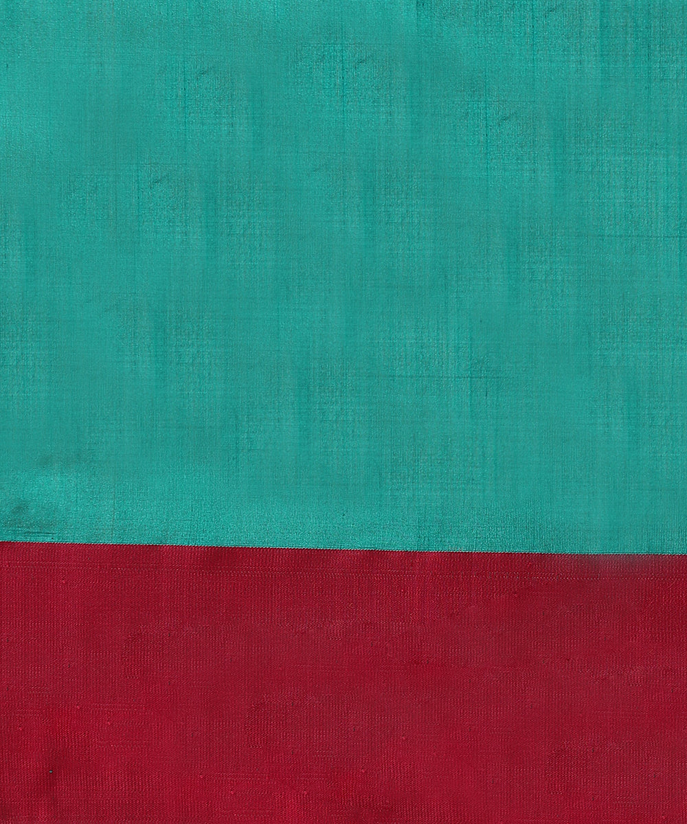 Teal_Handloom_Pure_Chanderi_Silk_Saree_With_Floral_Motifs_And_Pink_Mashroo_Border_WeaverStory_06