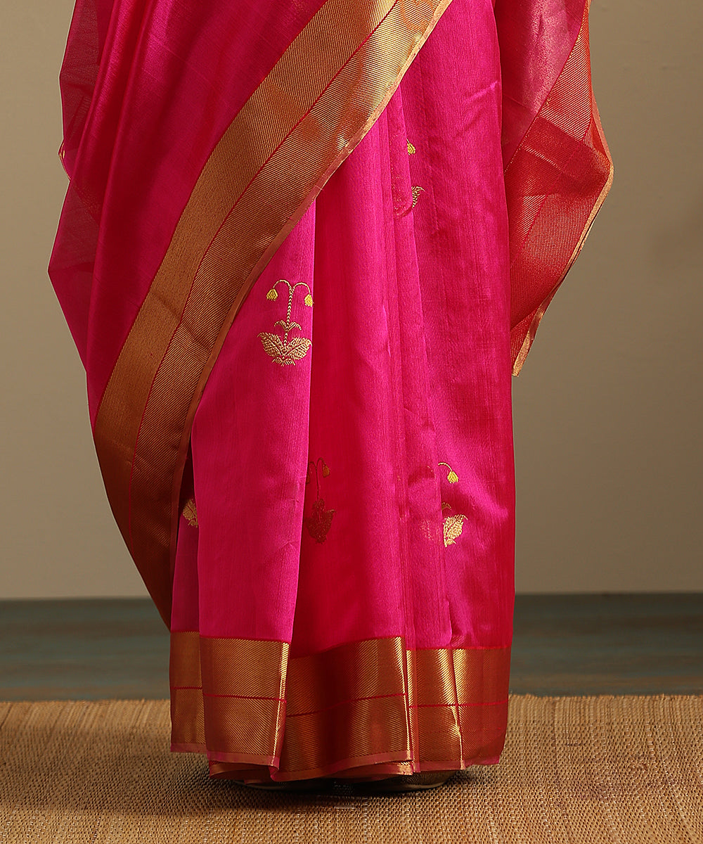 Pink_Handloom_Pure_Silk_Chanderi_Saree_With_Zari_And_Meenakari_Floral_Boota_And_Zari_Border_WeaverStory_05