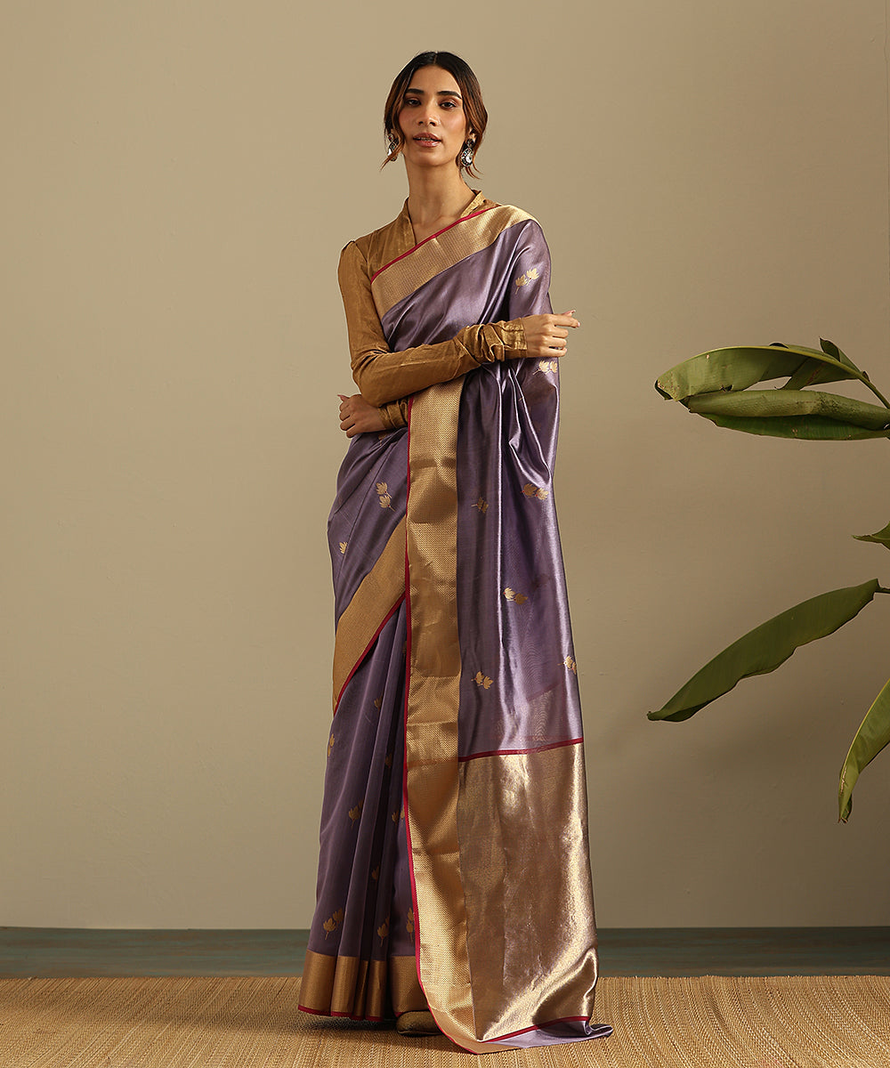 Handloom_Purple_Pure_Silk_Chanderi_Saree_With_Twin_Flower_Motifs_And_Zari_Border_WeaverStory_02
