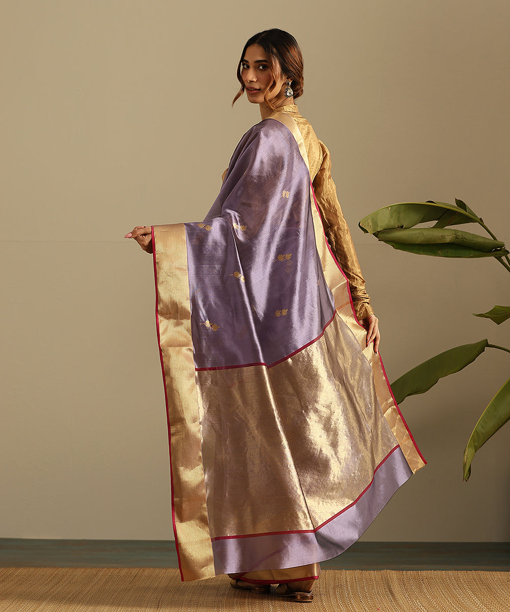 Handloom_Purple_Pure_Silk_Chanderi_Saree_With_Twin_Flower_Motifs_And_Zari_Border_WeaverStory_03