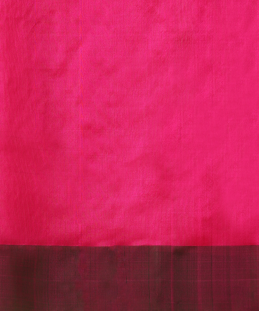 Pink_Handloom_Pure_Silk_Chanderi_Saree_With_Floral_Motif_And_Green_Border_WeaverStory_06