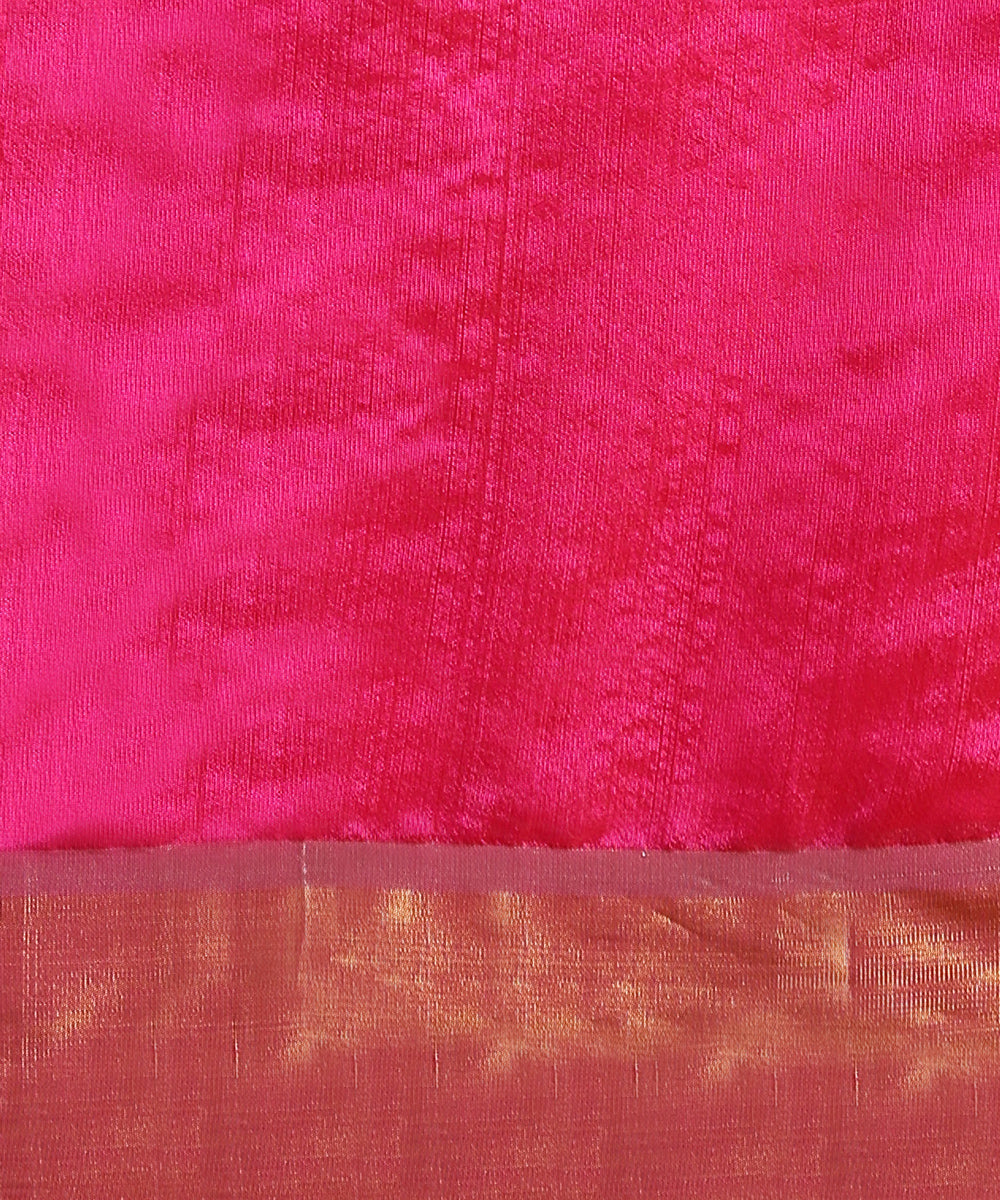 Hot_Pink_Handloom_Pure_Chanderi_Silk_Saree_With_Floral_Motifs_And_Zari_Border_WeaverStory_06