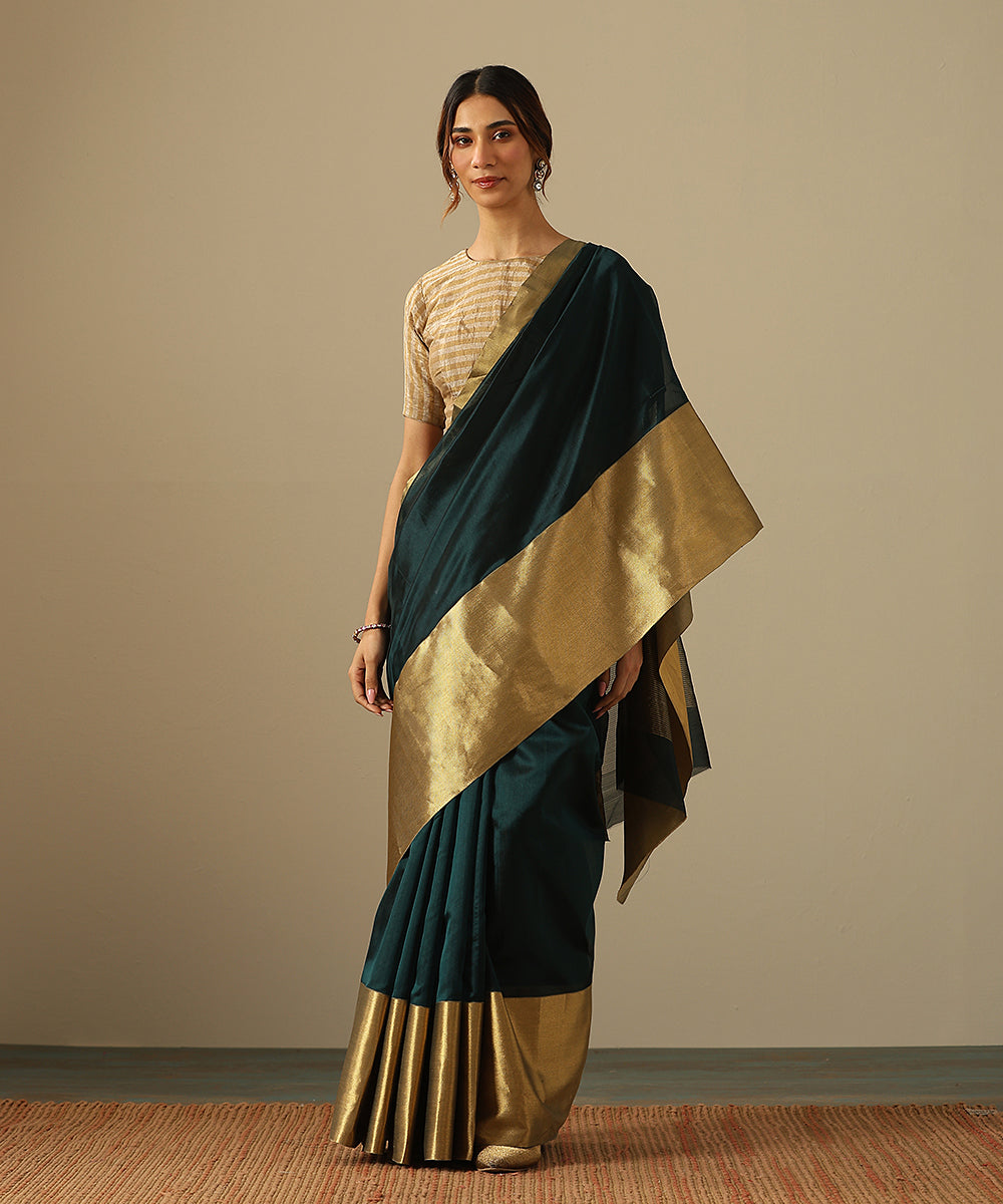 Black_Handloom_Pure_Chanderi_Silk_Saree_With_Broad_Zari_Border_WeaverStory_02