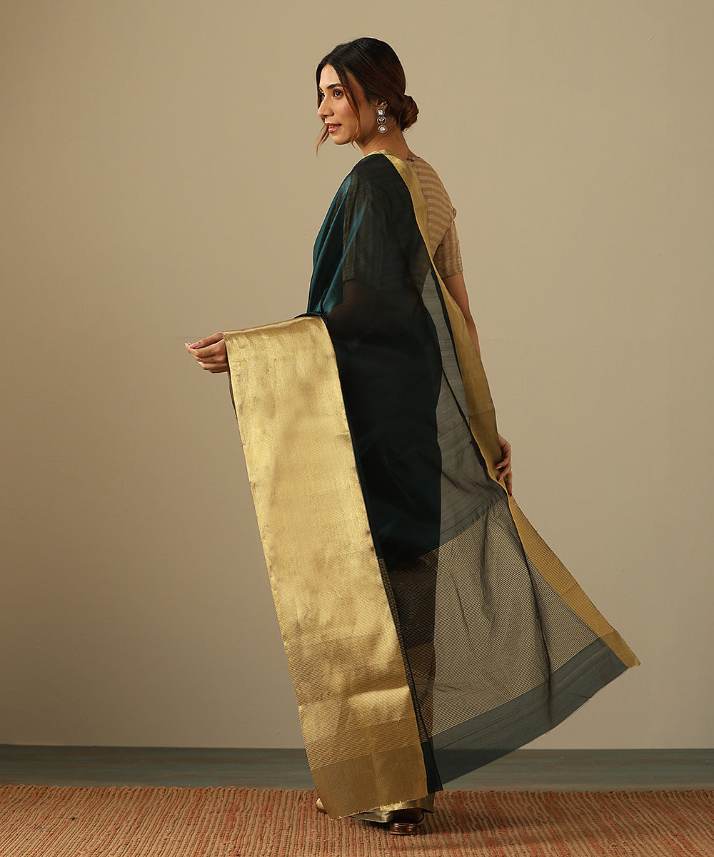 Black_Handloom_Pure_Chanderi_Silk_Saree_With_Broad_Zari_Border_WeaverStory_03