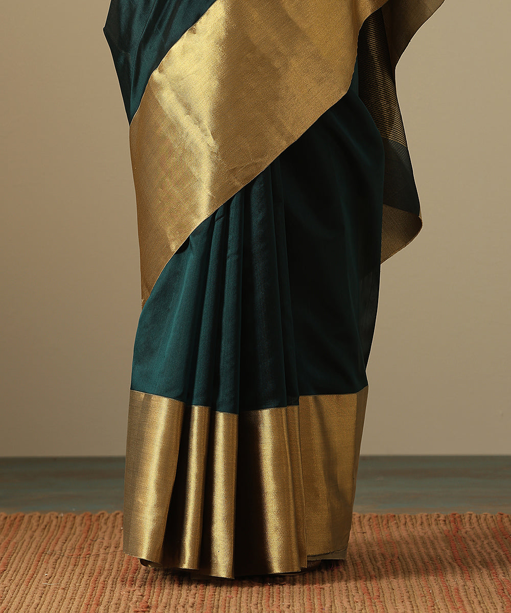 Black_Handloom_Pure_Chanderi_Silk_Saree_With_Broad_Zari_Border_WeaverStory_04