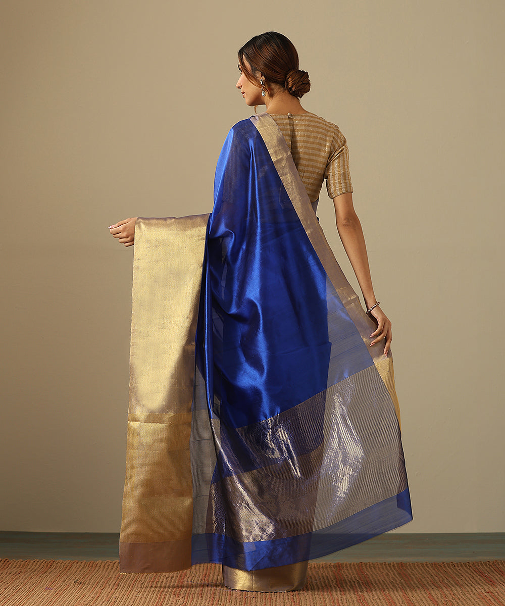 Handloom_Electric_Blue_Pure_Chanderi_Silk_Saree_With_Broad_Zari_Border_WeaverStory_03