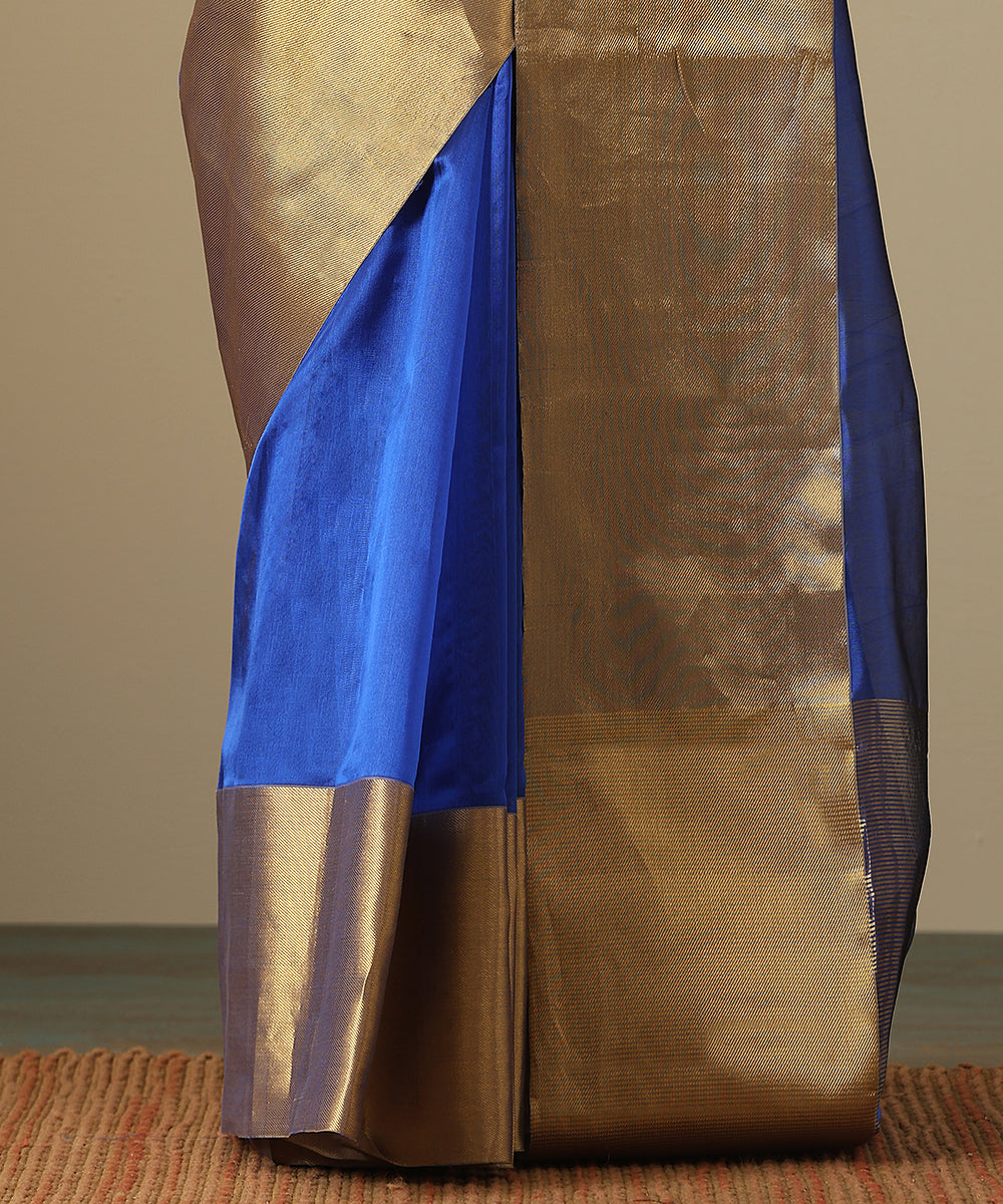 Handloom_Electric_Blue_Pure_Chanderi_Silk_Saree_With_Broad_Zari_Border_WeaverStory_04