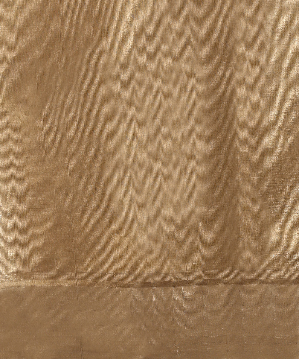 Khaki_And_Silver_Handloom_Pure_Tissue_Chanderi_Saree_With_Meenakari_Floral_Booti_WeaverStory_06