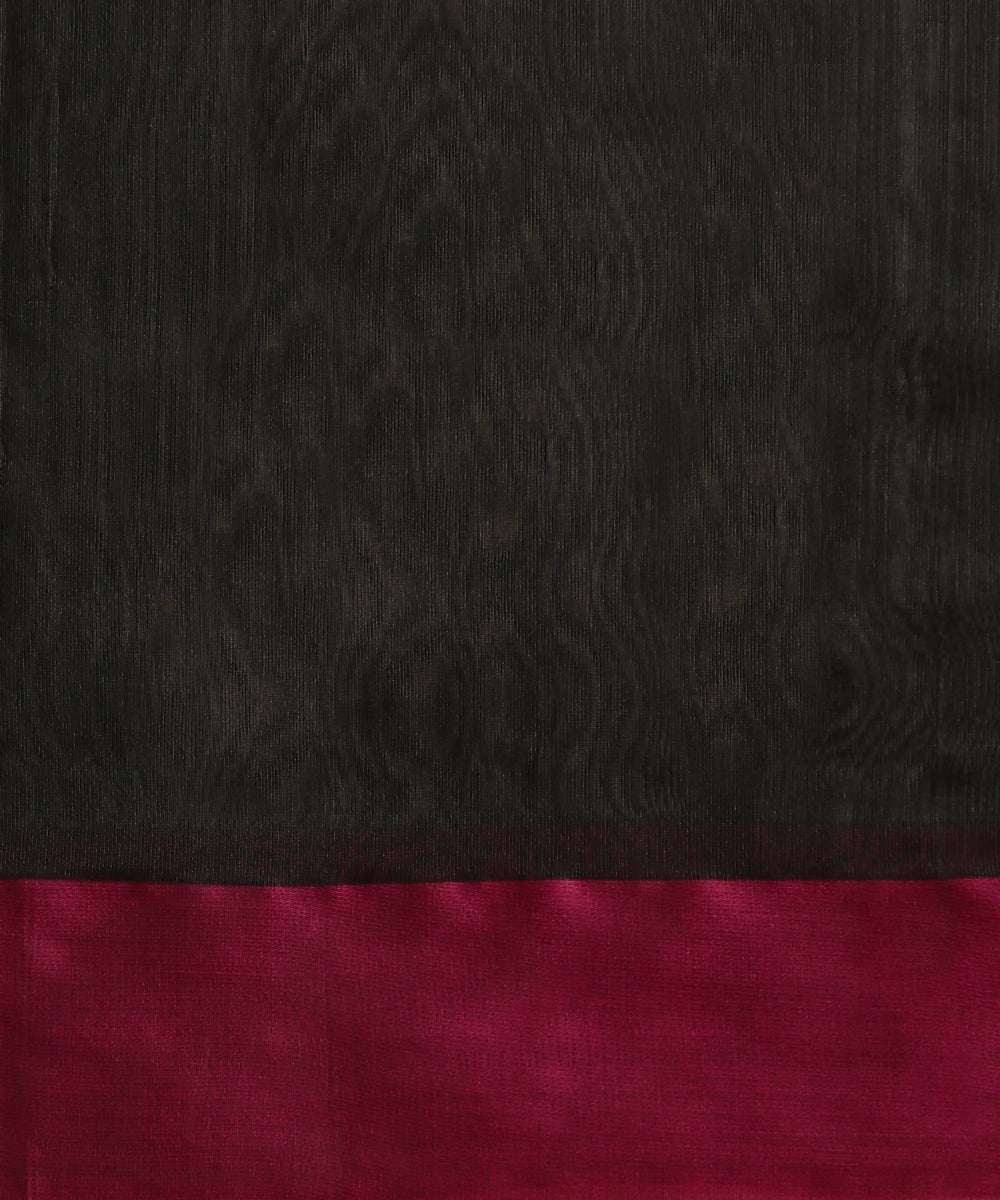 Black_Handloom_Pure_Silk_Chanderi_Saree_With_Wheat_Flower_Motif_And_Pink_Mashroo_Border_WeaverStory_06
