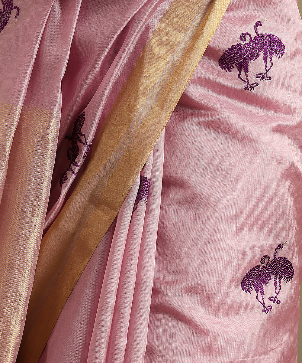 Handloom_Lavender_Pure_Silk_Chanderi_Saree_With_Birds_Woven_In_Purple_Resham_Thread_WeaverStory_04