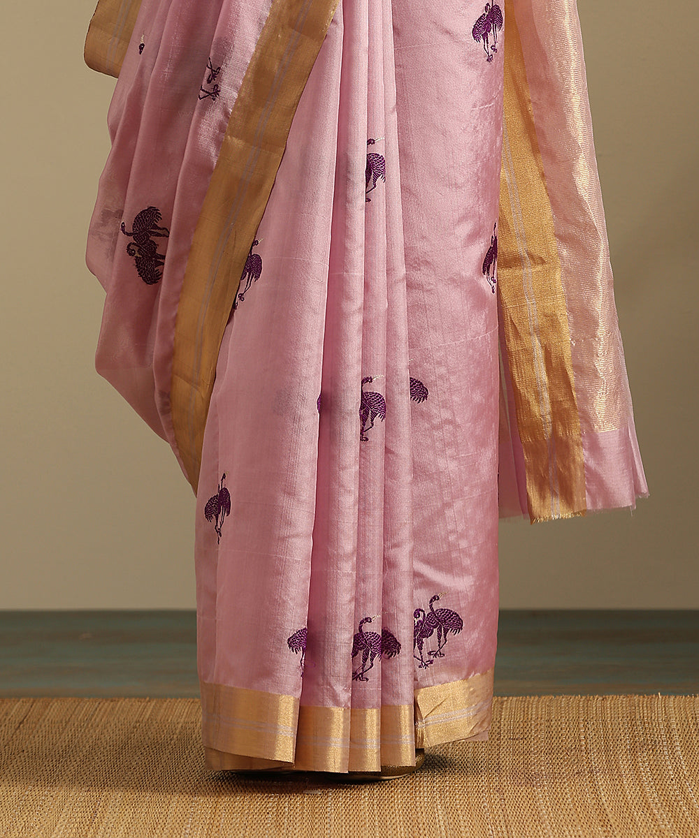 Handloom_Lavender_Pure_Silk_Chanderi_Saree_With_Birds_Woven_In_Purple_Resham_Thread_WeaverStory_05