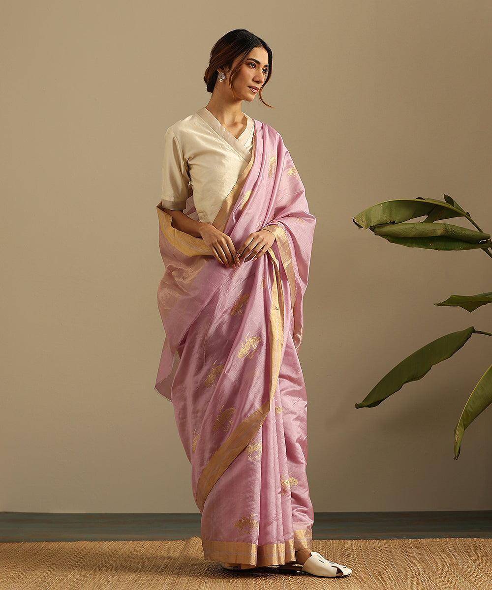 Handloom_Lavender_Pure_Silk_Chanderi_Saree_With_Birds_Woven_In_Gold_Zari_WeaverStory_02
