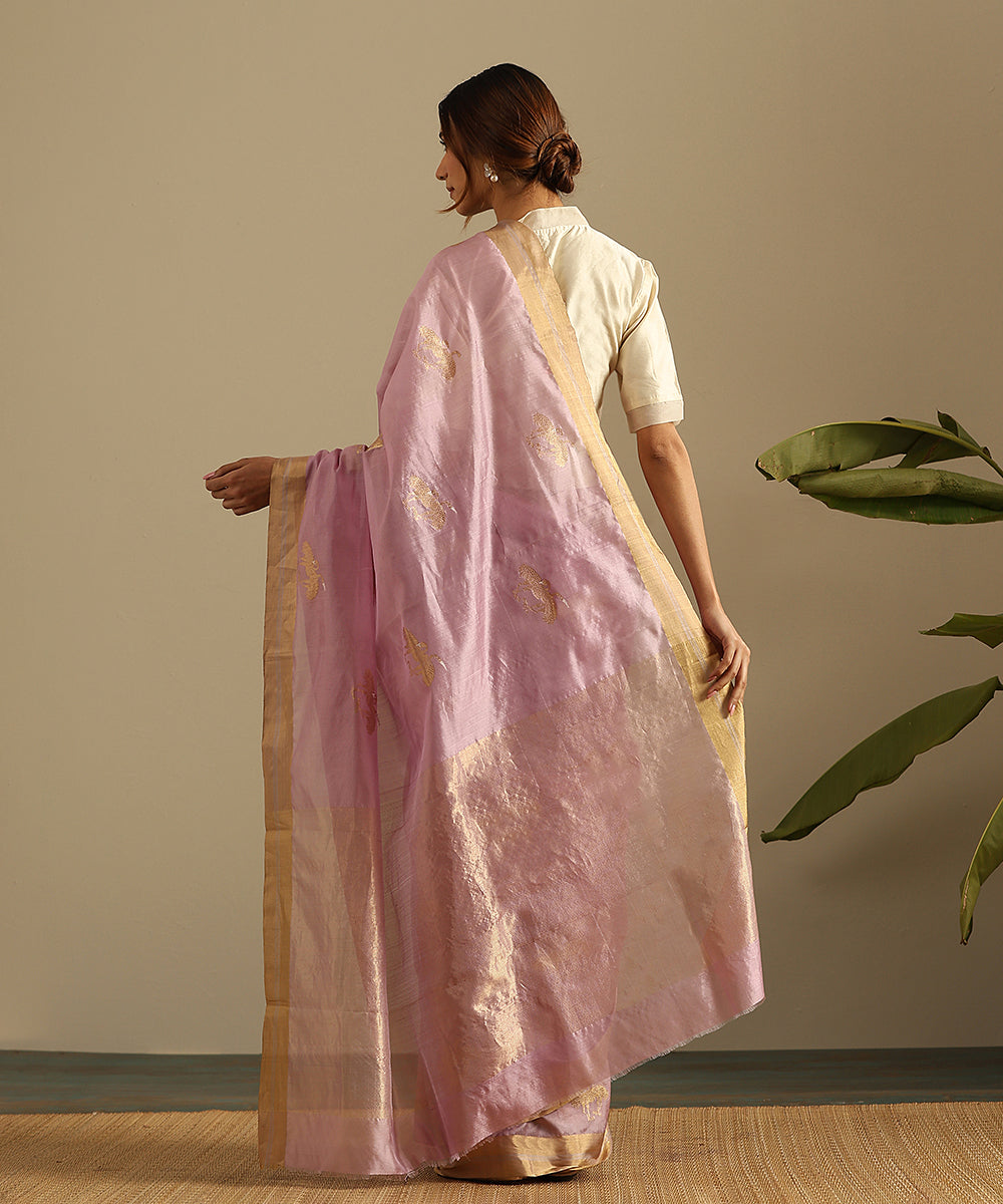 Handloom_Lavender_Pure_Silk_Chanderi_Saree_With_Birds_Woven_In_Gold_Zari_WeaverStory_03