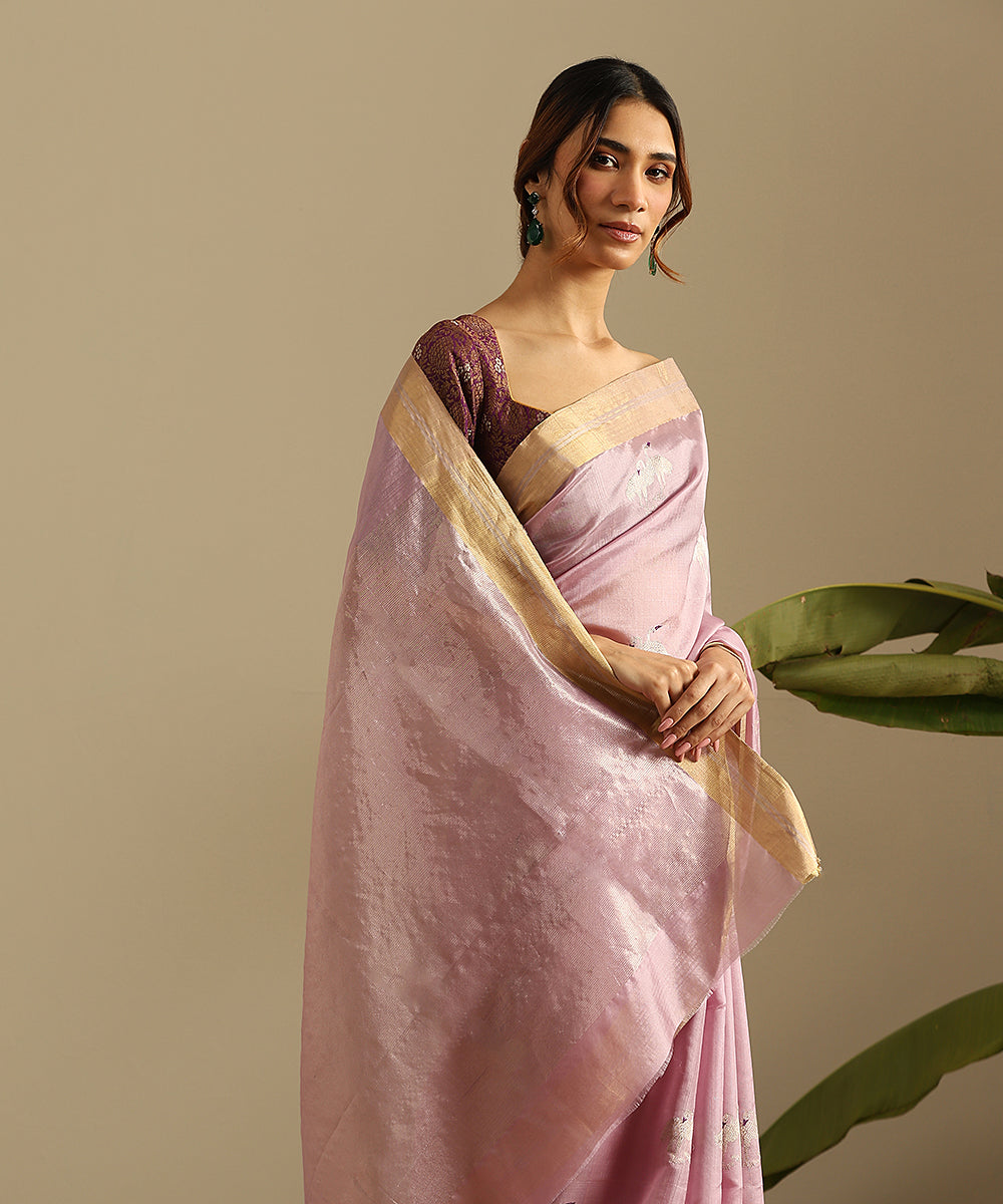 Lavender_Handloom_Pure_Silk_Chanderi_Saree_With_Birds_Woven_In_Silver_Zari_WeaverStory_01