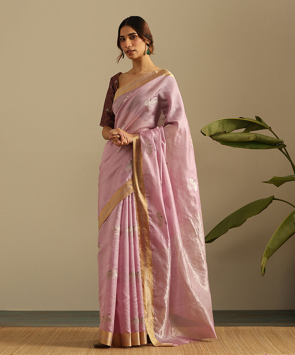 Lavender_Handloom_Pure_Silk_Chanderi_Saree_With_Birds_Woven_In_Silver_Zari_WeaverStory_02