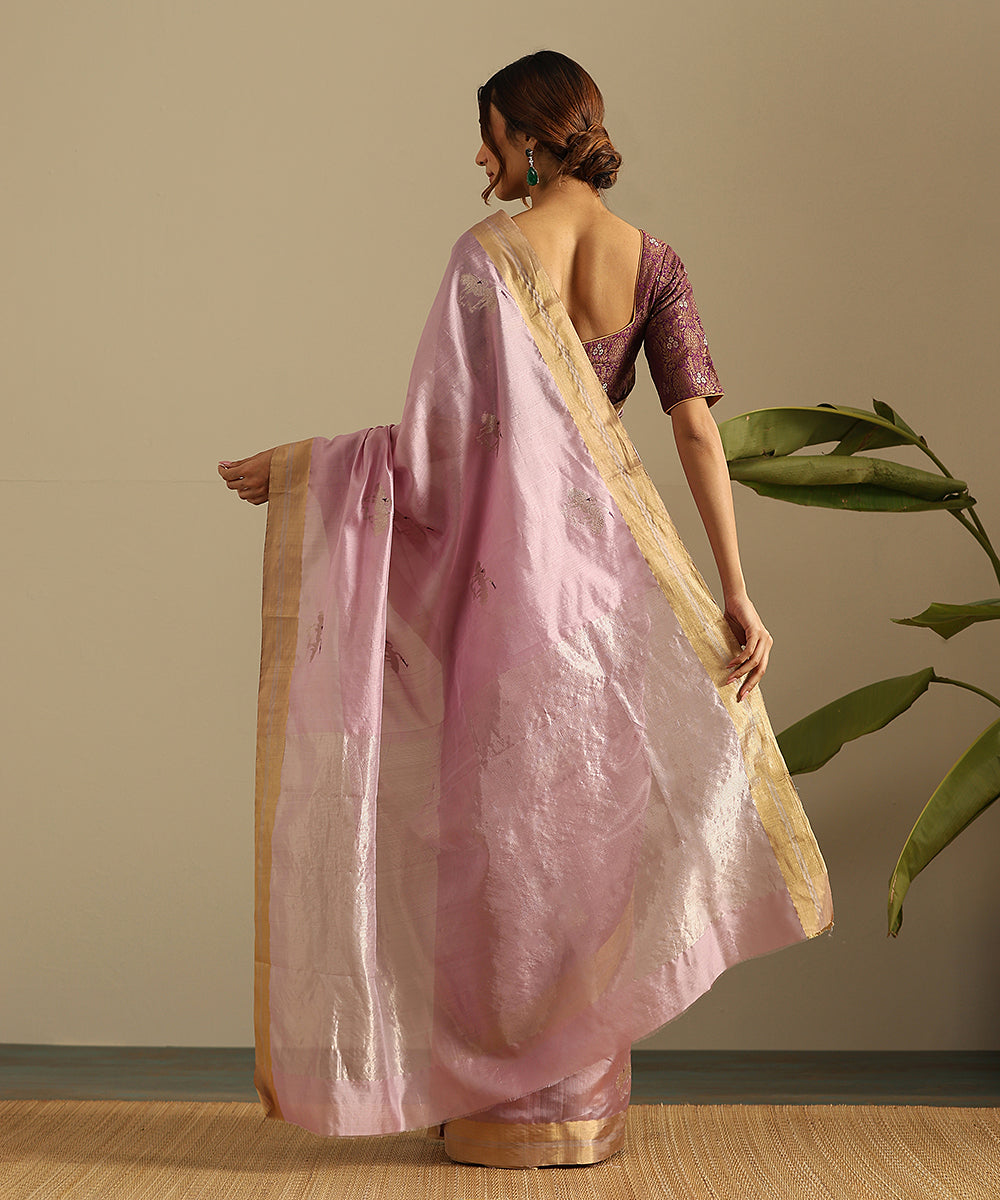 Lavender_Handloom_Pure_Silk_Chanderi_Saree_With_Birds_Woven_In_Silver_Zari_WeaverStory_03