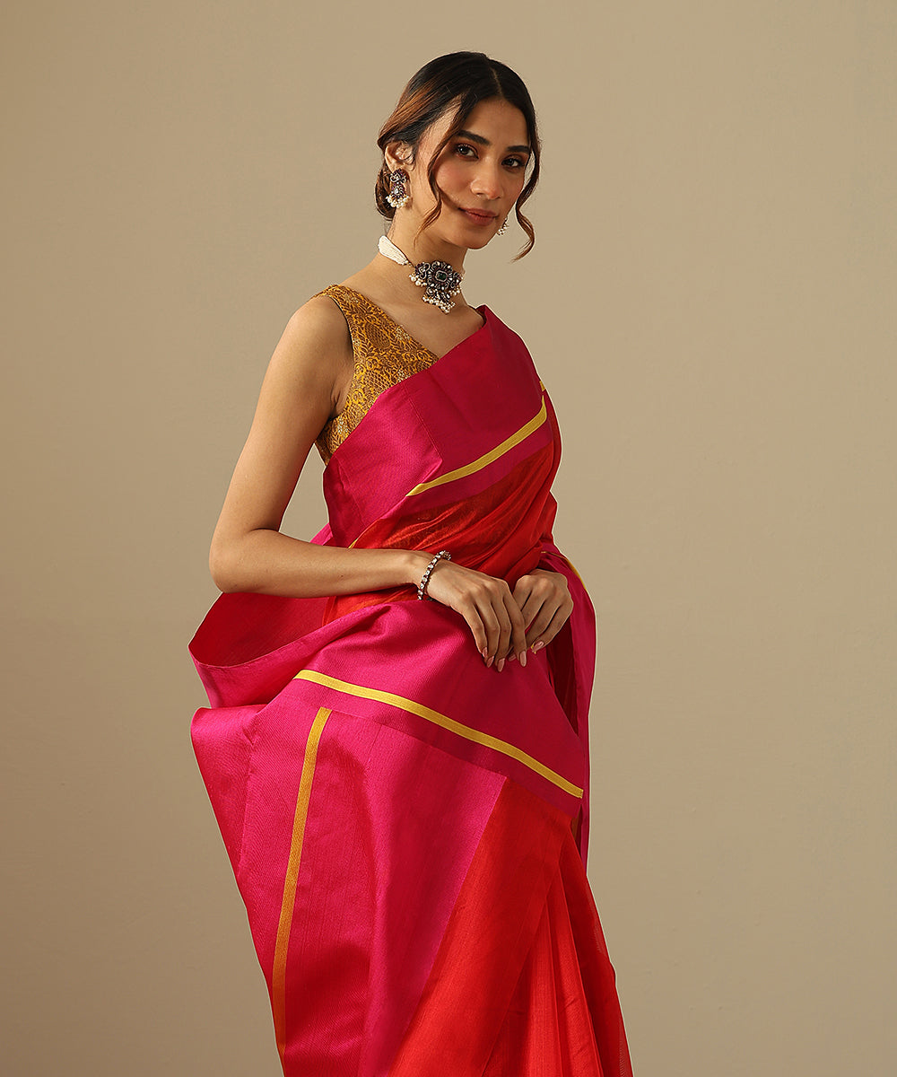 Handloom_Red_Pure_Silk_Chanderi_Saree_With_Hot_Pink_Mashroo_Border_WeaverStory_01