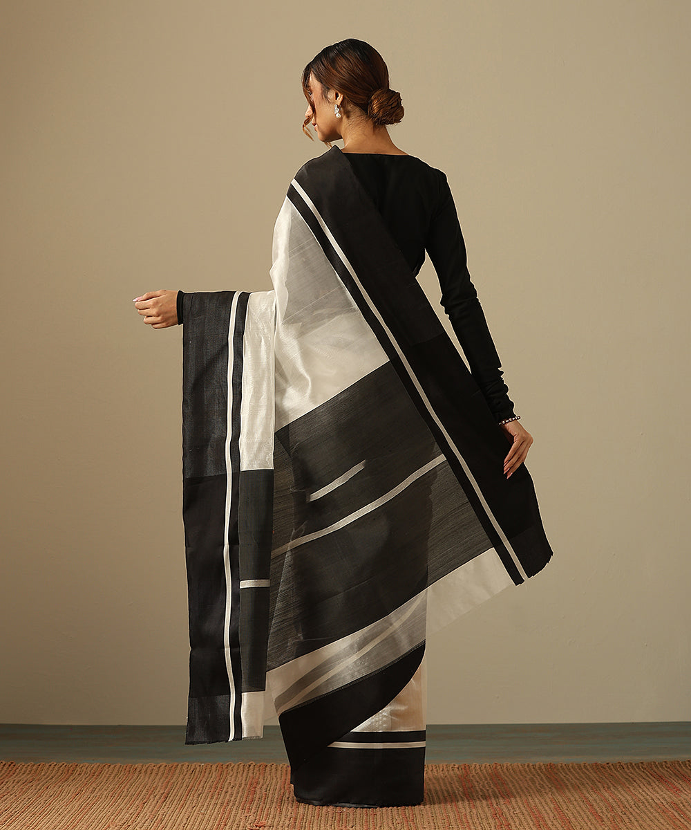 White_Handloom_Pure_Silk_Chanderi_Saree_With_Black_Mashroo_Border_WeaverStory_03