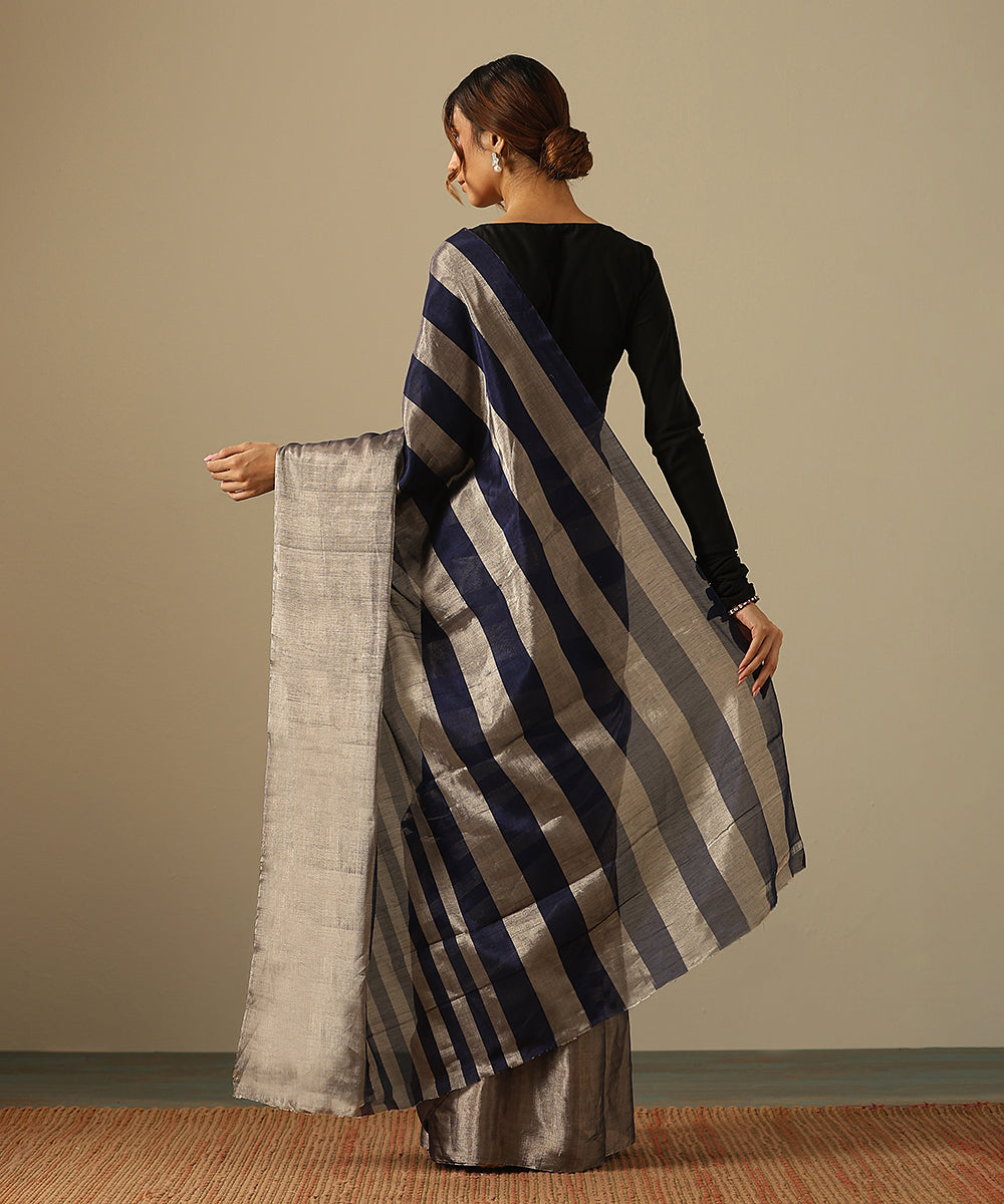 Handloom_Blue_And_Silver_Striped_Pure_Chanderi_Tissue_Saree_WeaverStory_03