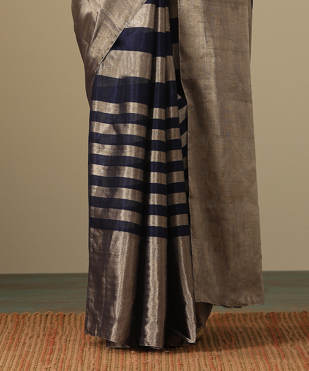 Handloom_Blue_And_Silver_Striped_Pure_Chanderi_Tissue_Saree_WeaverStory_04