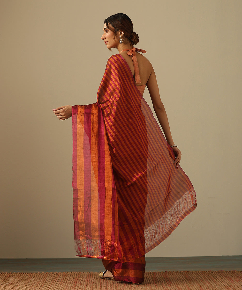 Handloom_Magenta_And_Copper_Striped_Pure_Tissue_Chanderi_Saree_WeaverStory_03