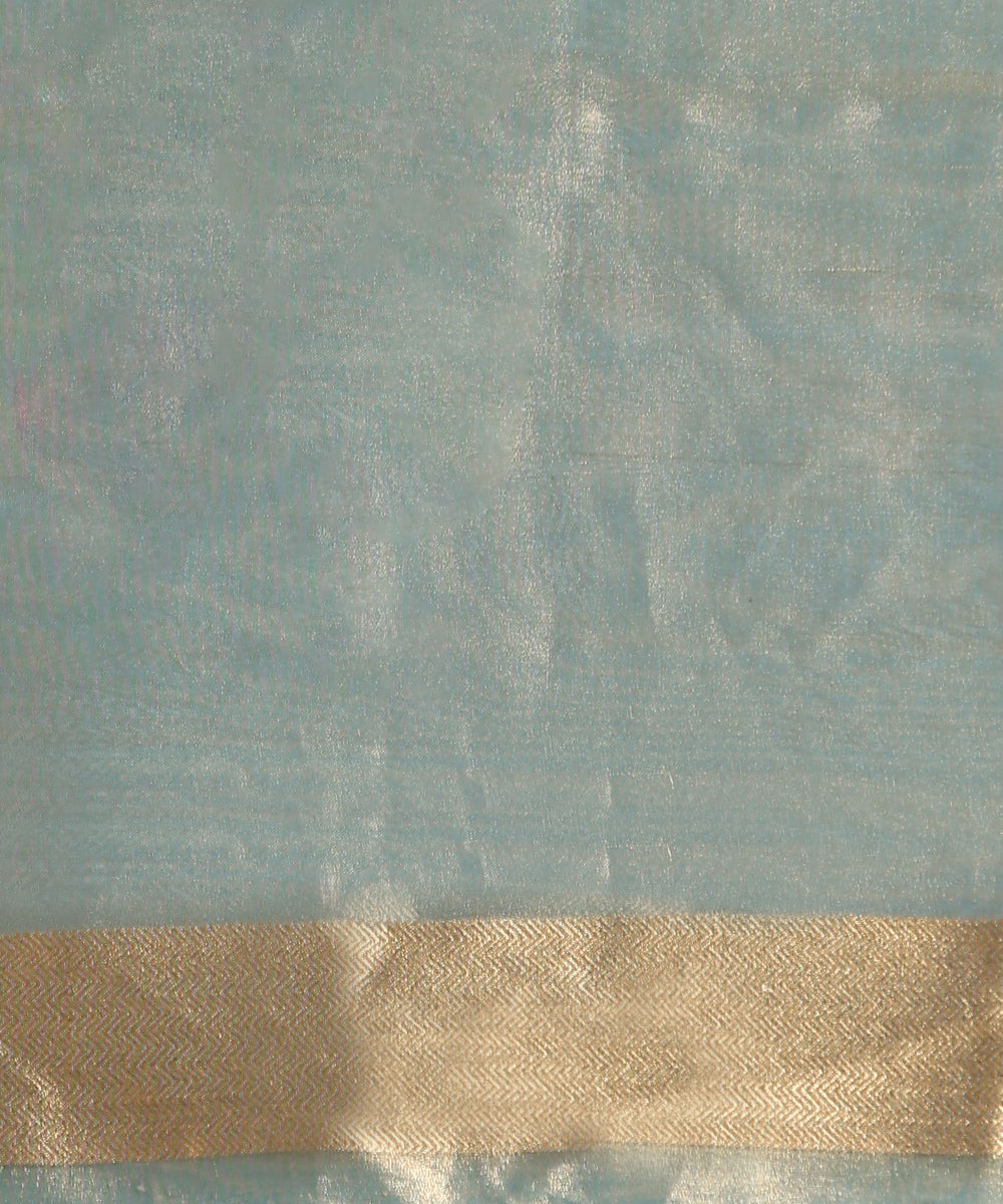 Handloom_Aqua_And_Gold_Pure_Tissue_Silk_Banarasi_Saree_With_Kadhwa_Boota_WeaverStory_05
