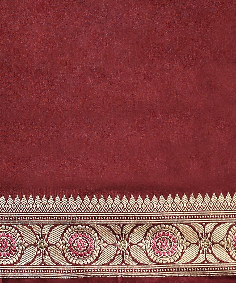 Wine_Handloom_Pure_Malda_Silk_Banarasi_Baluchari_Saree_With_Elephant_Palla_WeaverStory_05